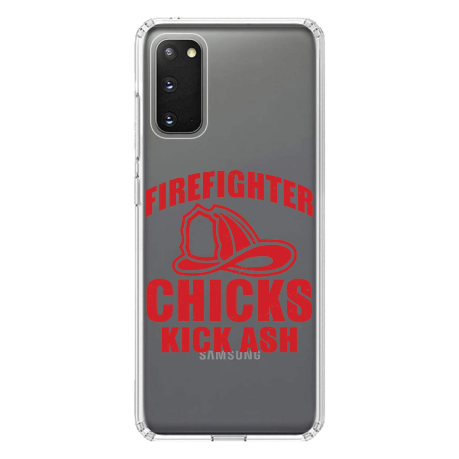 Shockproof Clear Hybrid Case for Samsung Galaxy S20 & S20 5G (6.2 Inch) - TPU Bumper with Acrylic Back & Tempered Glass Screen Protector - Firefighter Design - Perfect for Work, Outdoor Activities and Daily Protection