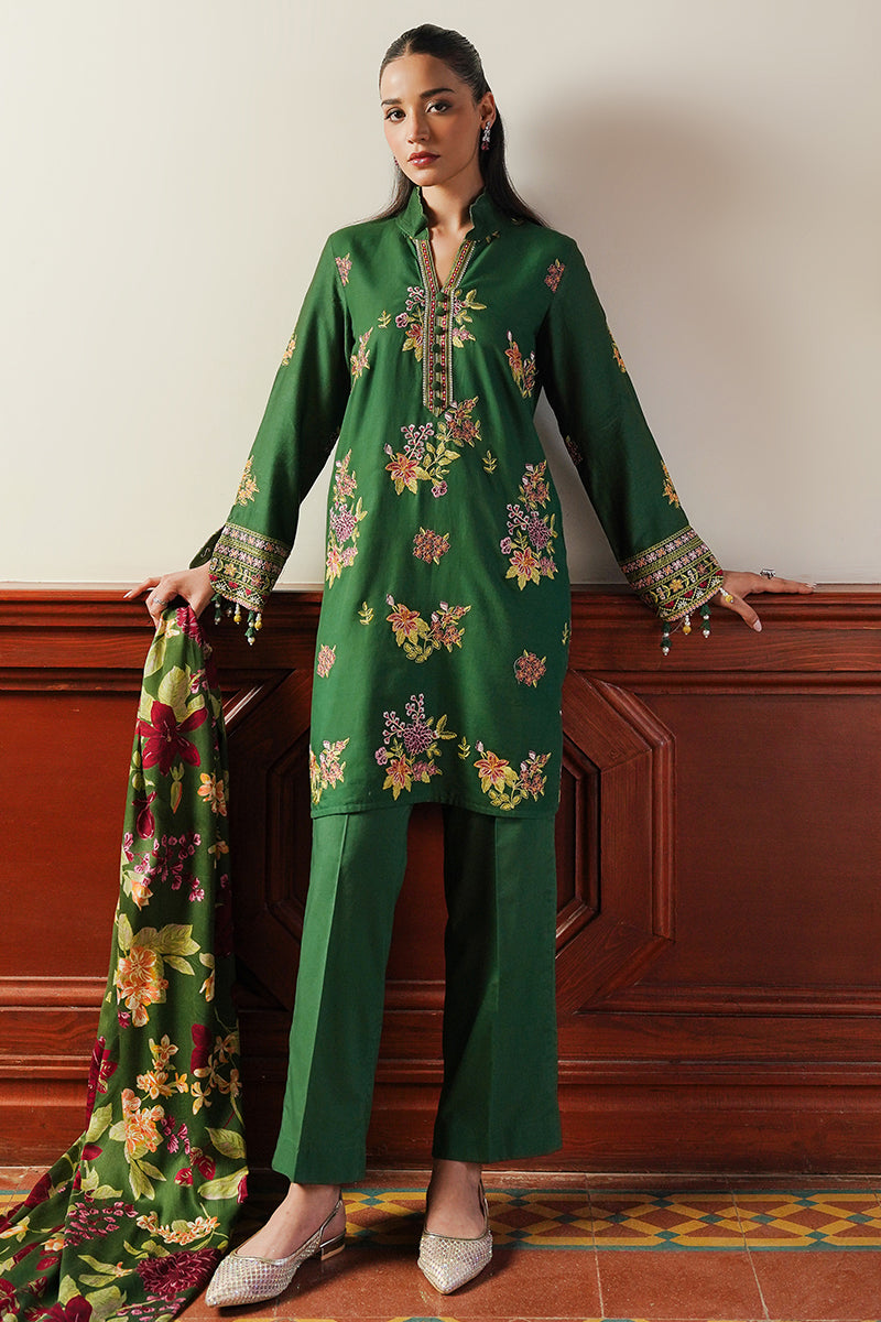 GREEN OASIS 3-Piece Satin Embroidered Suit Set for Women | Elegant Formal Outfit | Perfect for Weddings, Parties & Special Occasions