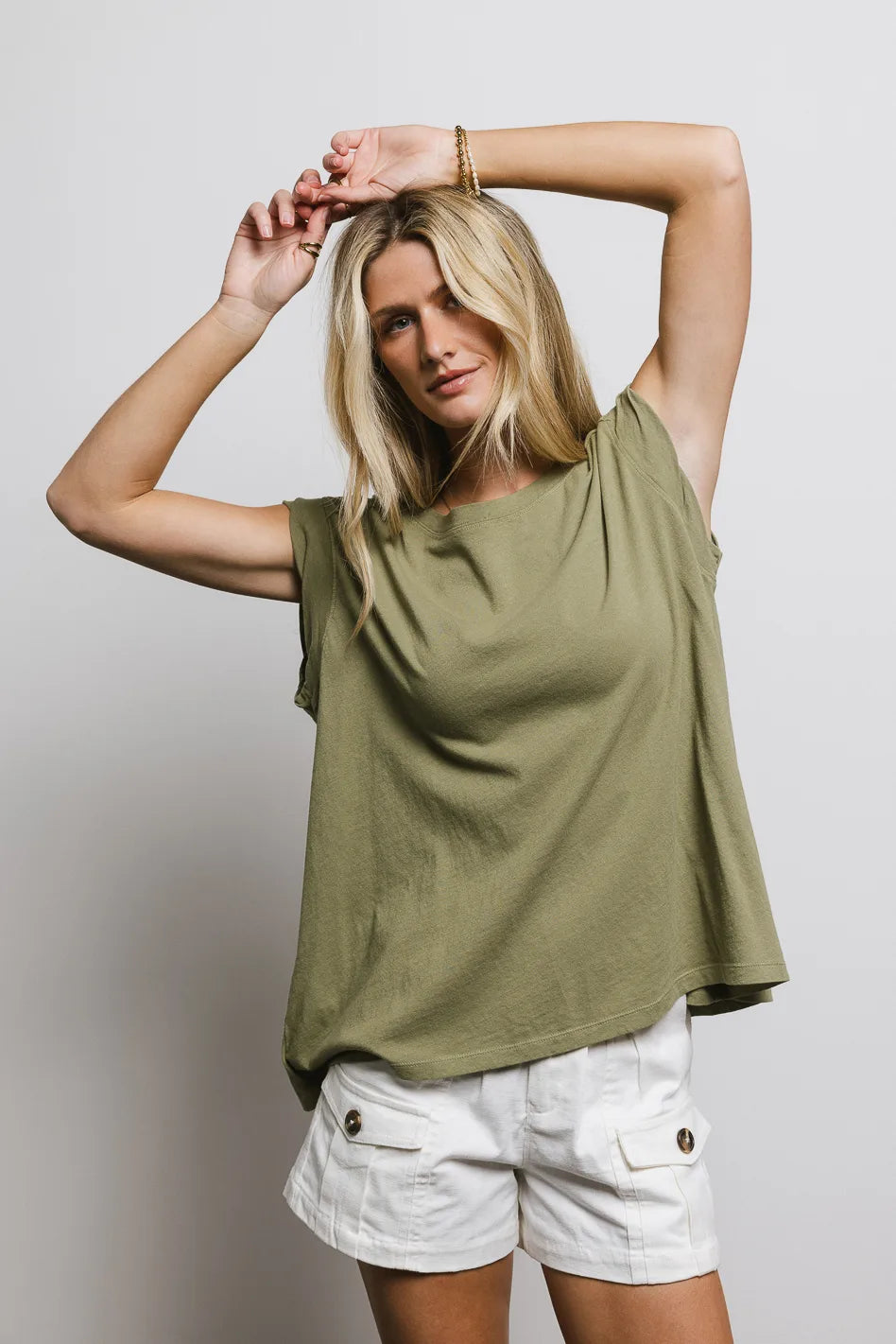 Aviana Women's Muscle Tee in Moss Green - Soft Stretch Workout Top for Yoga, Gym & Casual Wear - Final Sale