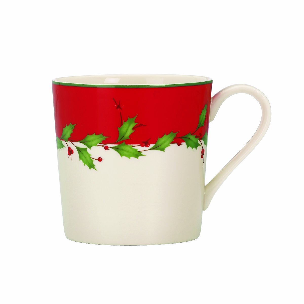 Lenox Holiday Red Coffee Mugs Set of 4 - Christmas Themed Ceramic Cups for Hot Drinks - Perfect for Holiday Parties, Gift Giving & Cozy Winter Mornings