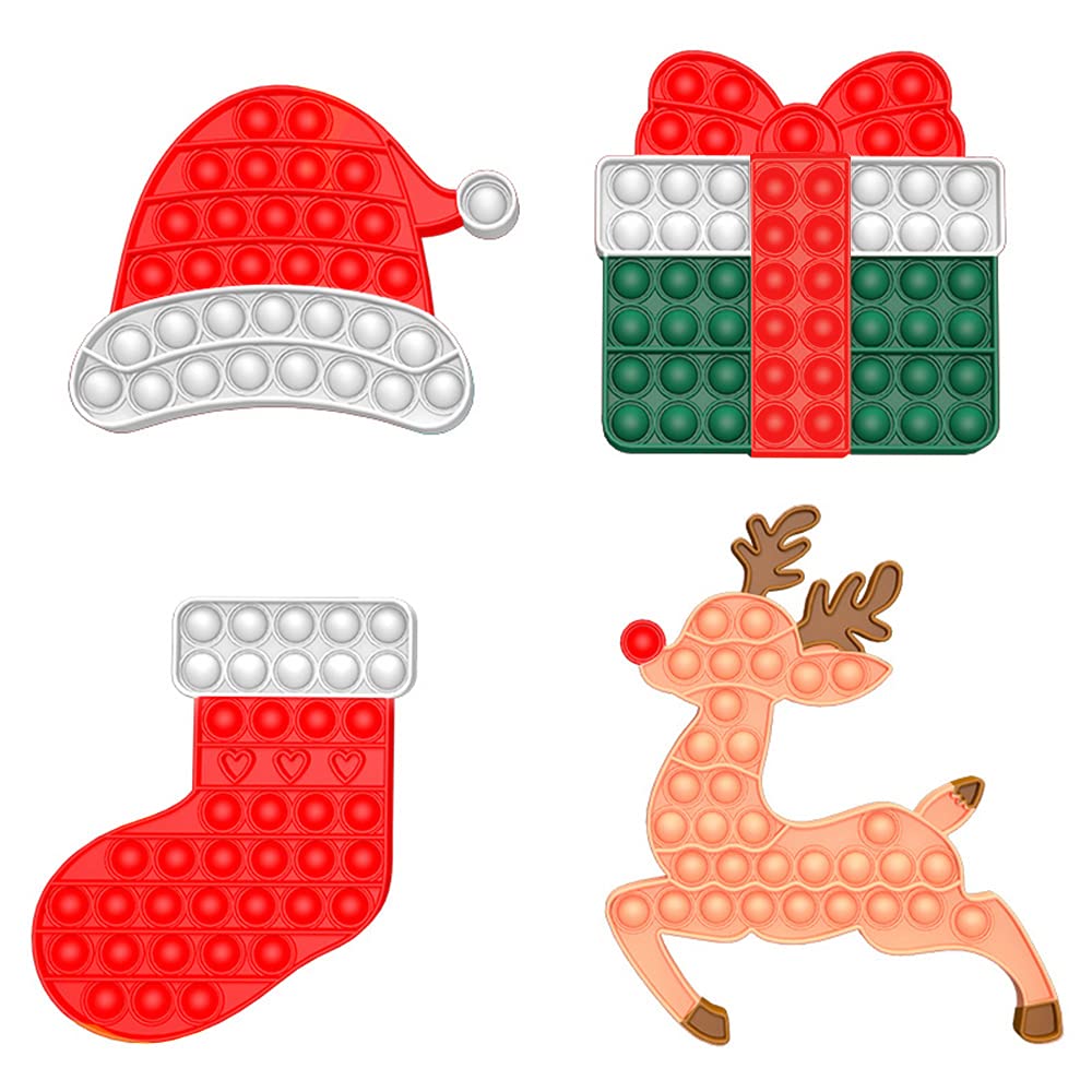 4 Pack Christmas Pop Fidget Toys - Santa Silicone Push Bubble Sensory Popper for Kids & Adults | Stress Relief Toy for ADHD, Autism, Anxiety | Fun Stocking Stuffer Gift for Boys, Girls & Family (Great for Holiday Parties, Classroom Rewards & Office Stress Relief)