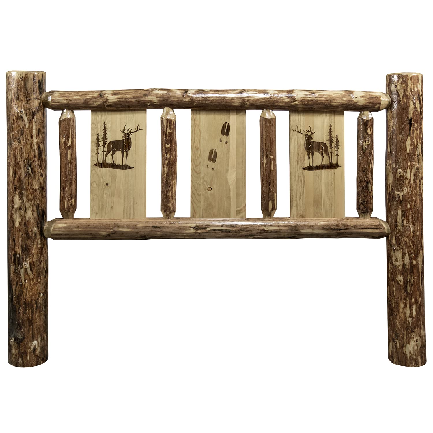 Montana Glacier Country Queen Size Wooden Headboard - Stained & Lacquered Finish for Bedroom Decor | Perfect for Rustic, Farmhouse & Lodge Style Bedrooms