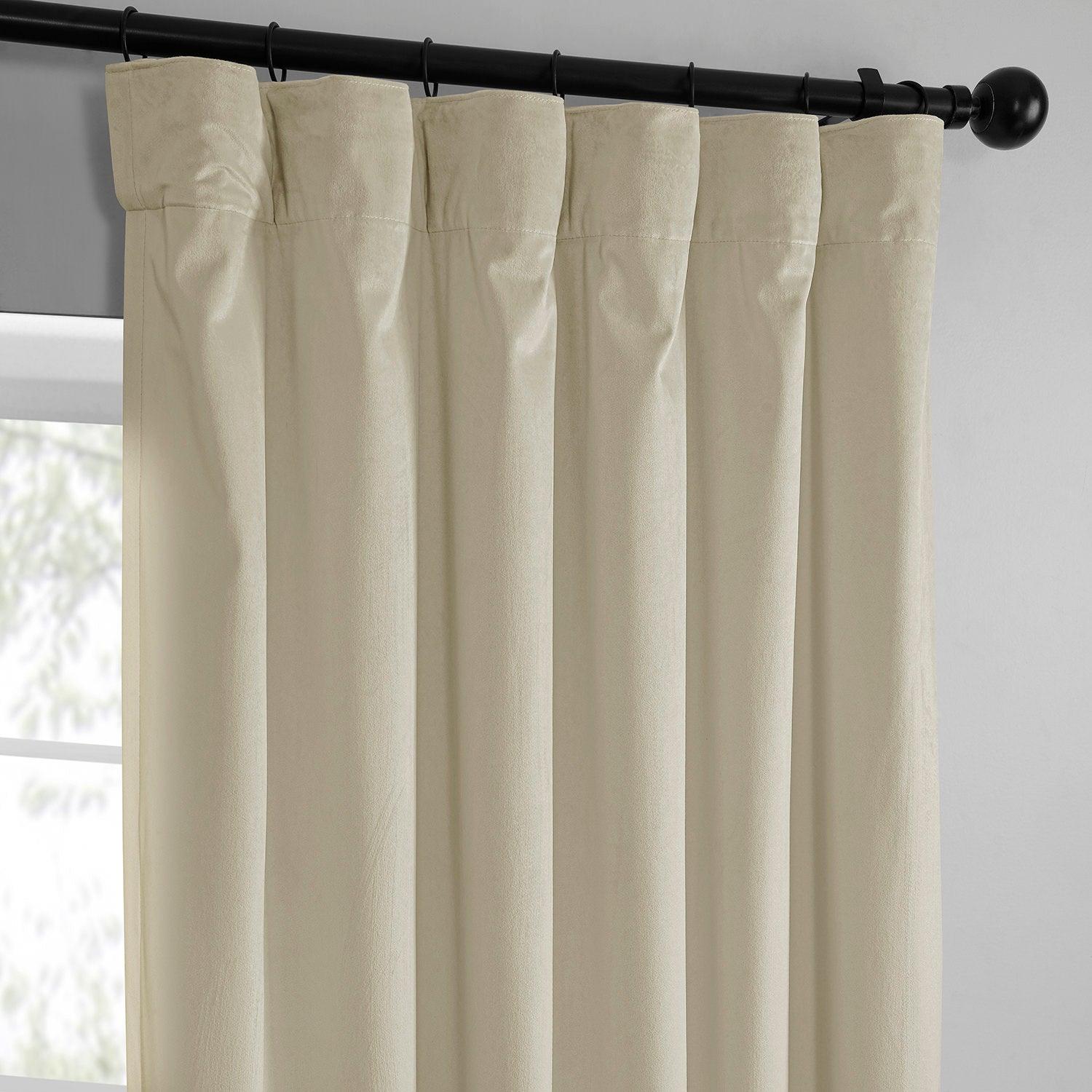 Au Lait Crème Heritage Plush Velvet Blackout Curtains for Bedroom - Soundproof Thermal Insulated Drapes for Living Room & Nursery