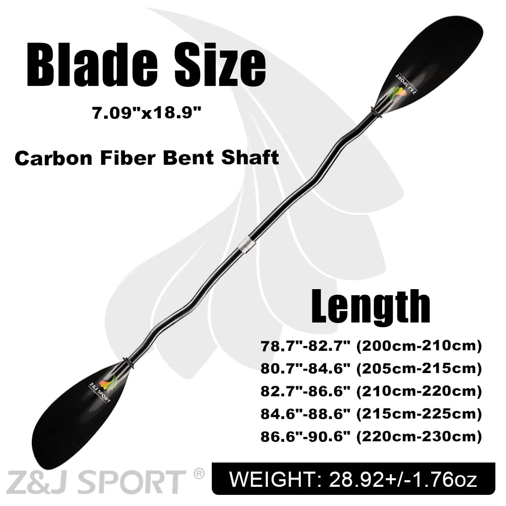 Z&J SPORT Full Carbon Sea Kayak Paddle with Adjustable Shaft & Paddle Bag - Lightweight Touring Paddle for Ocean, River & Lake Kayaking | Perfect for Recreational Paddling, Fishing & Water Sports Adventures (SK-I)
