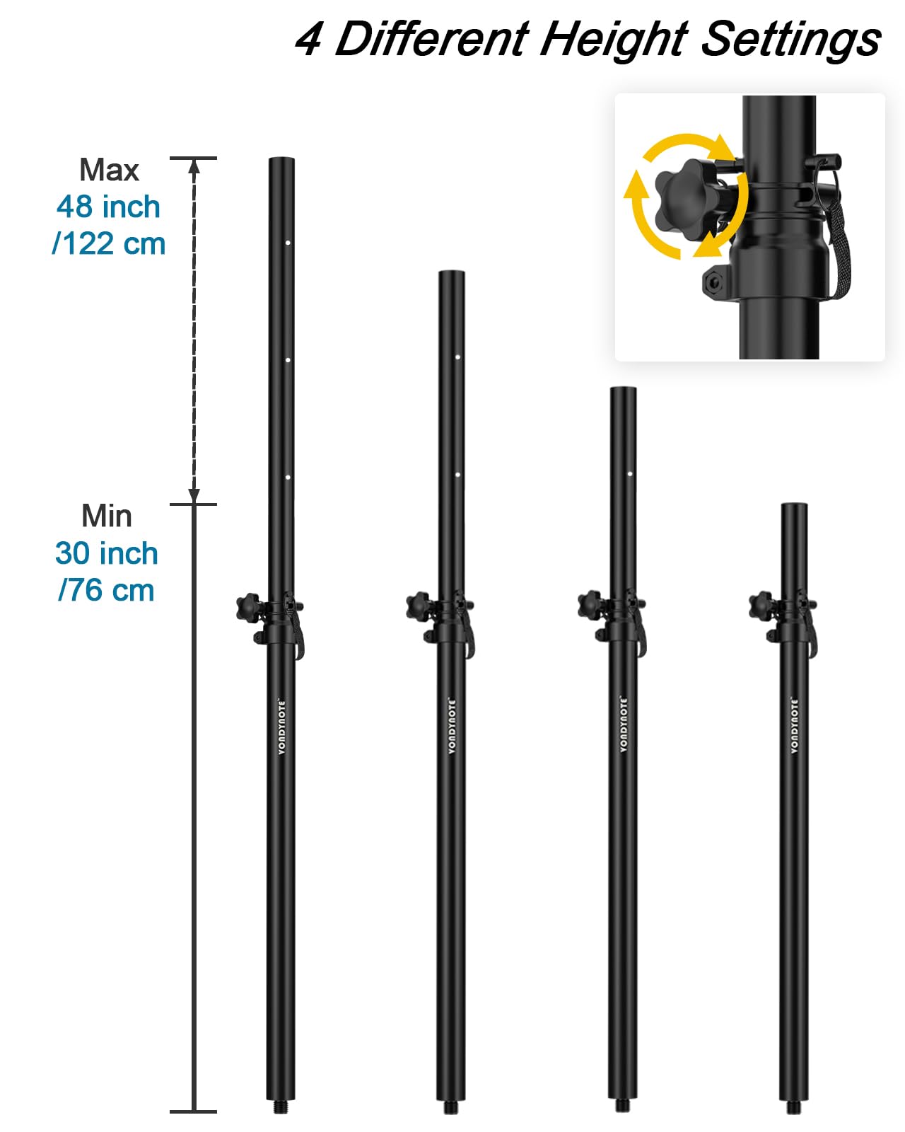 2 Pack Adjustable Speaker Pole for Subwoofer - Compatible with M20 Threaded & 35mm Mount - Perfect for Home Theater, DJ Setup & Live Sound Systems