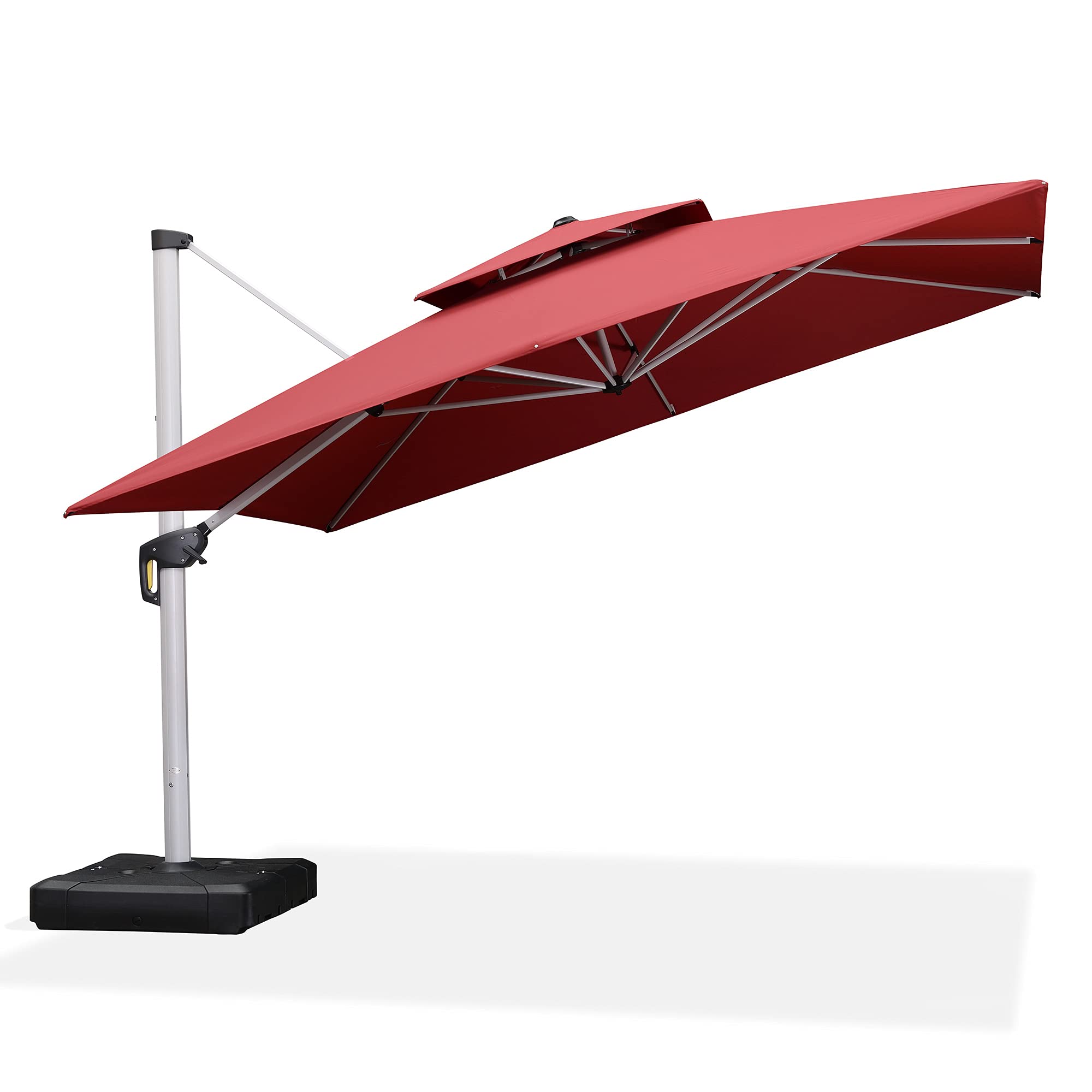 PURPLE LEAF 12ft Double Top Deluxe Square Offset Cantilever Patio Umbrella - Outdoor Hanging Market Umbrella for Garden, Terrace, Poolside & Backyard Relaxation