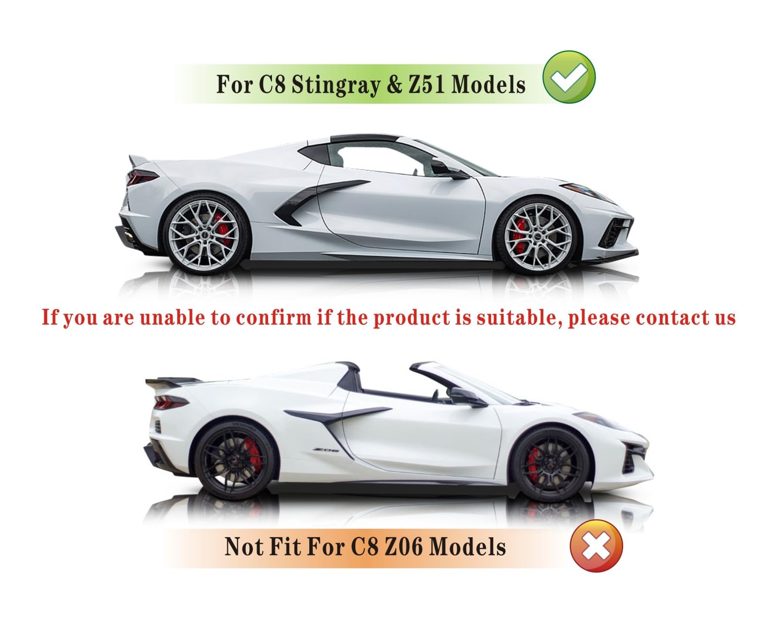 Glossy Black Side Skirts 2PCS for 2020-2023 Chevrolet Corvette C8 Stingray & Z51 Models - Rocker Panel Extensions & Diffuser Lips (V1 Style) | Enhances Aerodynamics & Sporty Look for Street Racing & Car Shows
