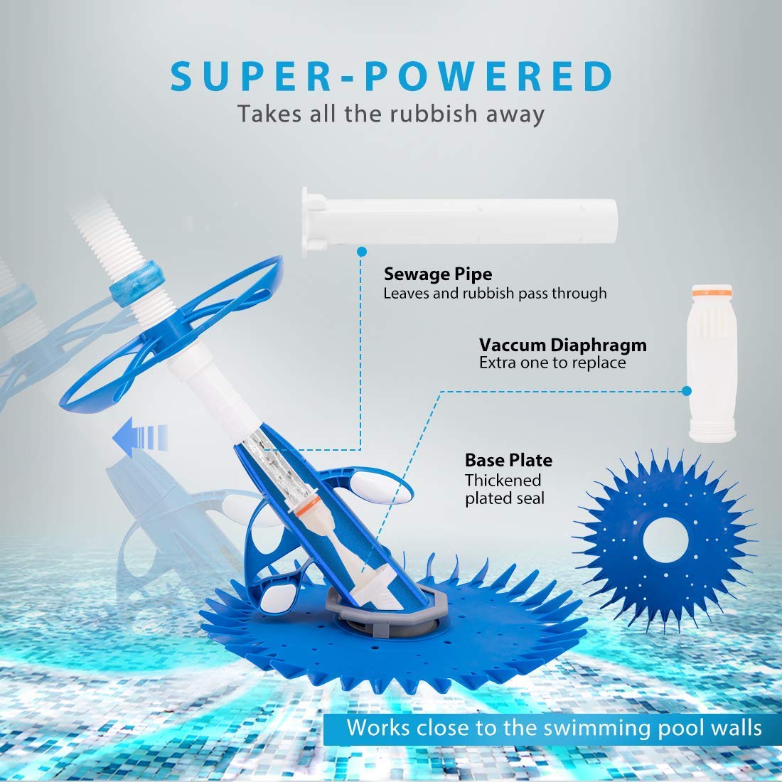 VIVOHOME Professional Automatic Pool Vacuum Cleaner with 1.0 HP Motor - Efficient Swimming Pool Cleaner for In-Ground & Above Ground Pools - Ideal for Home, Backyard, and Commercial Pool Maintenance