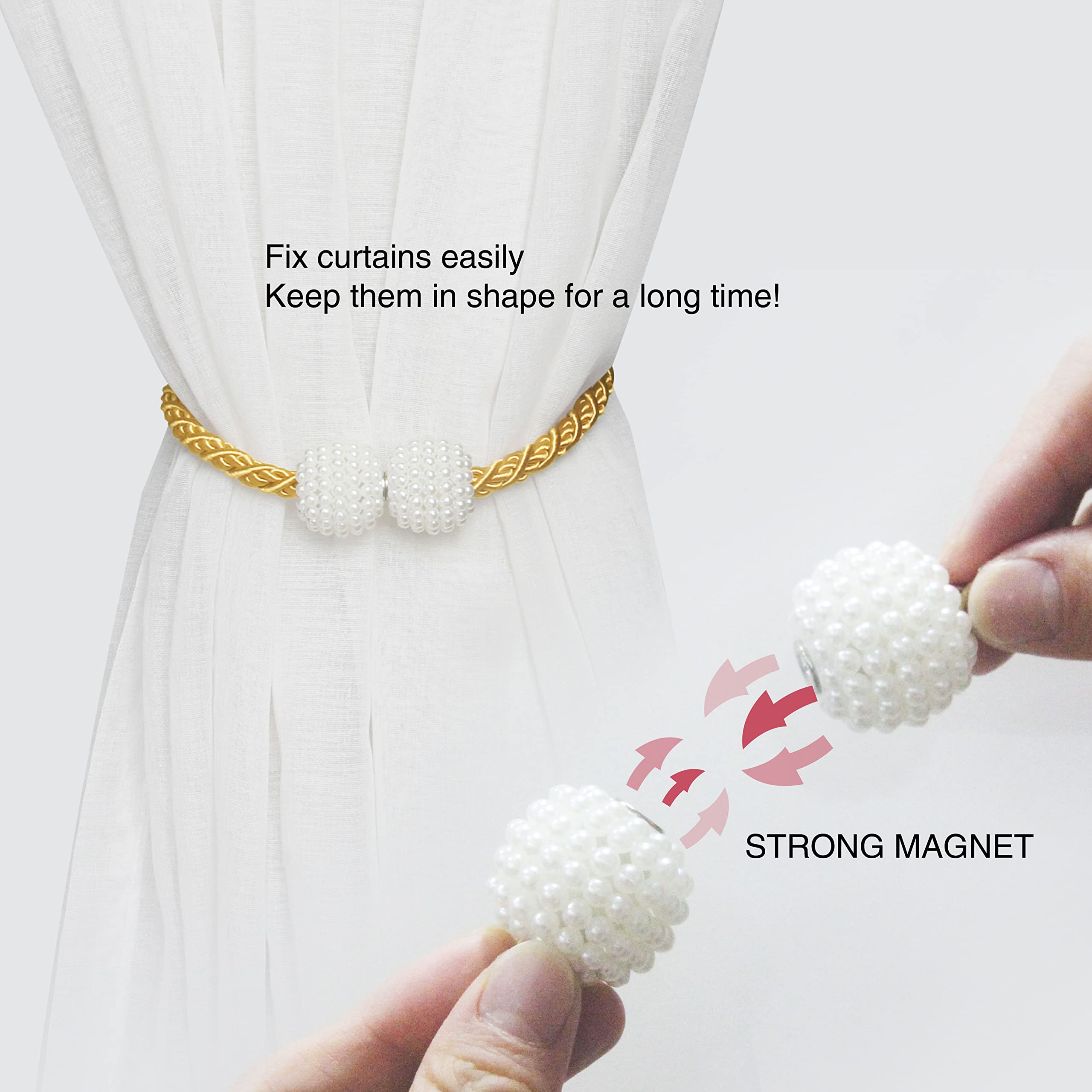 Magnetic Curtain Tiebacks - Convenient Drape Holdbacks for Windows, Weave Rope Design for Indoor & Outdoor Use - Perfect for Living Room, Bedroom, and Patio Decor