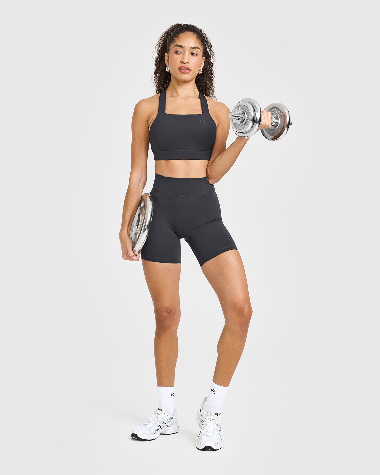 Timeless Wide Strap Sports Bra for Women - High Support Workout Top for Running, Yoga & Gym | Coal Grey