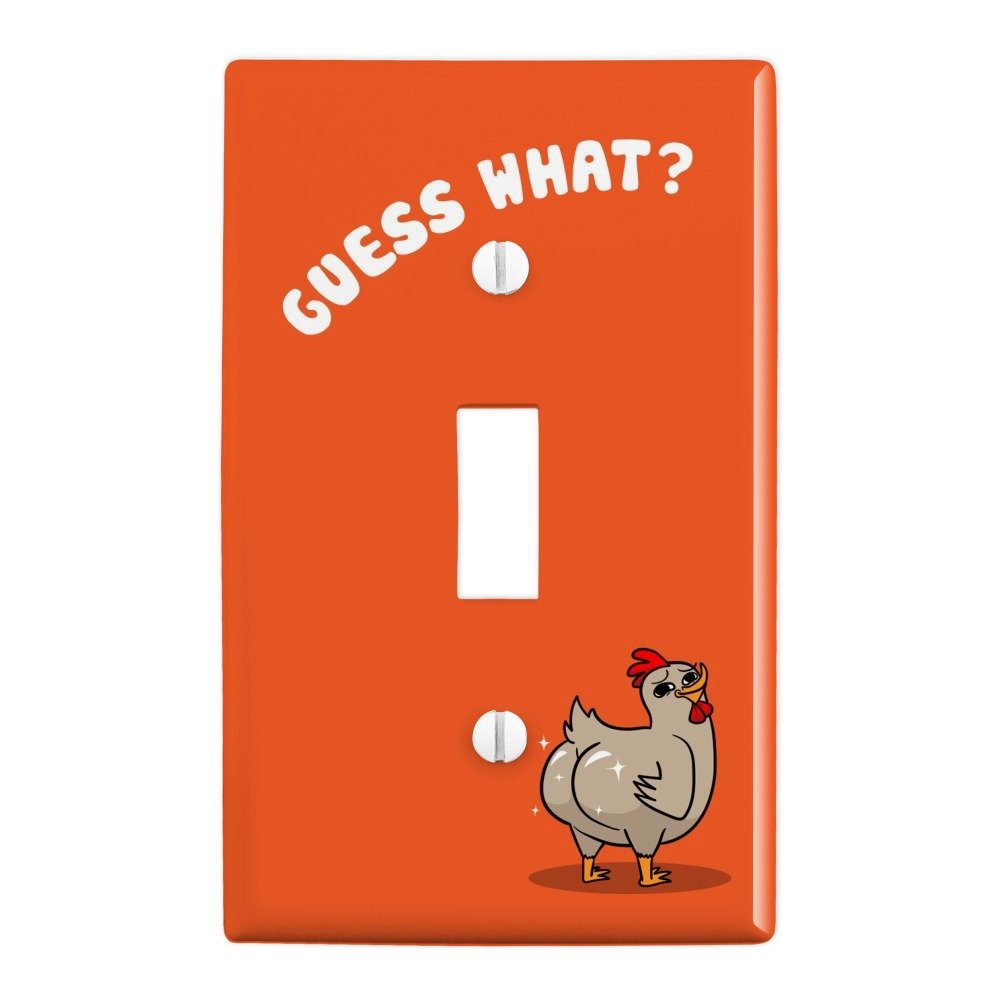 Guess What Chicken Butt Funny Plastic Wall Decor Toggle Light Switch Plate Cover - Humorous Home Decor for Bedroom, Kitchen, Office - Novelty Light Switch Covers for Kids Room & Gag Gifts