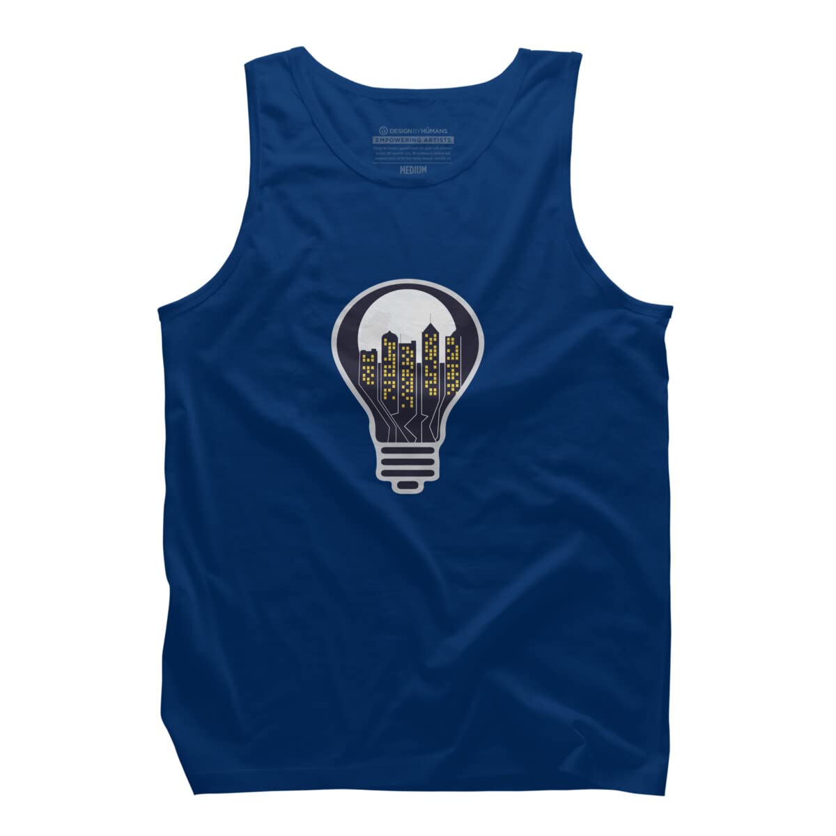 Design By Humans Men's The Light of The Night by Galeria Graphic Tank Top - Soft Cotton Casual Tee for Summer, Gym & Streetwear Fashion