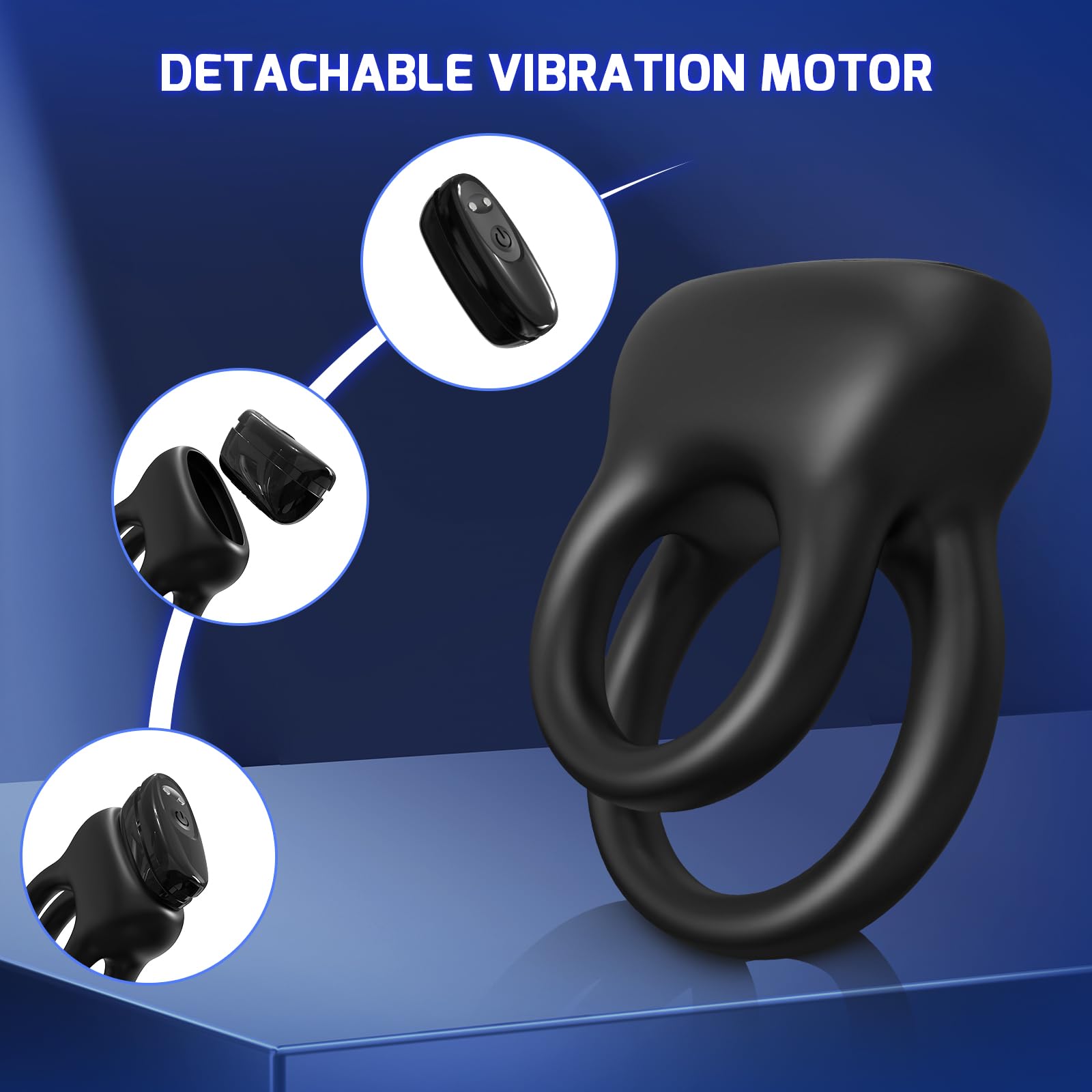 Detachable Vibrating Cock Ring for Men - 10 Speed Modes Male Sex Toy Vibrator - Couples Adult Pleasure Toy for Enhanced Intimacy (Black) | Perfect for Couples Play, Solo Use & Spicing Up Your Sex Life