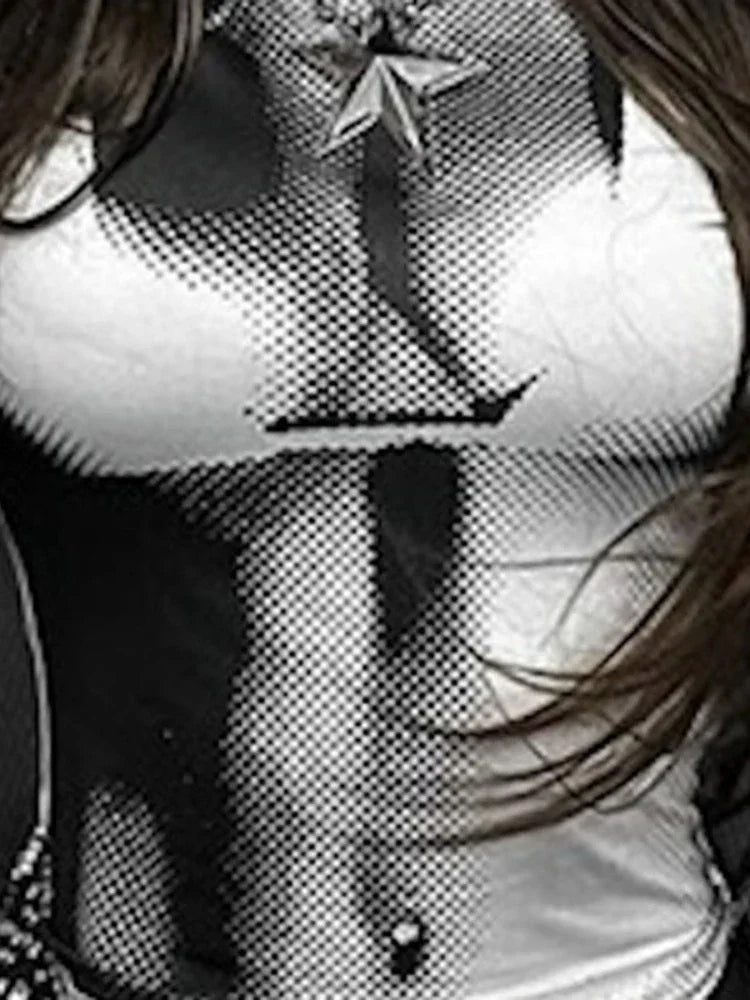 Trendy Y2K Streetwear 3D Body Printed Graphic Tees - Sexy Summer Crop Top Short Sleeve T-Shirts for Women | Perfect for Casual Outfits, Parties & Festival Fashion