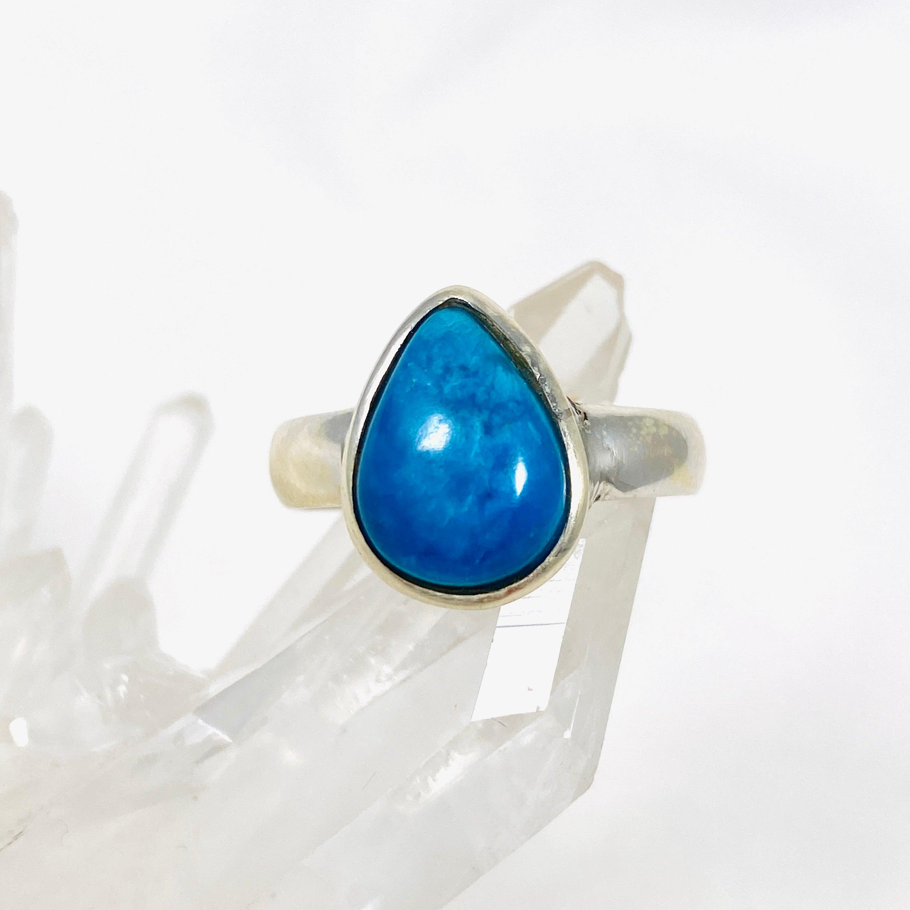 Cavansite Teardrop Ring - Size 8.5 PRGJ390 - Elegant Blue Crystal Jewelry for Women, Perfect for Gifts & Special Occasions