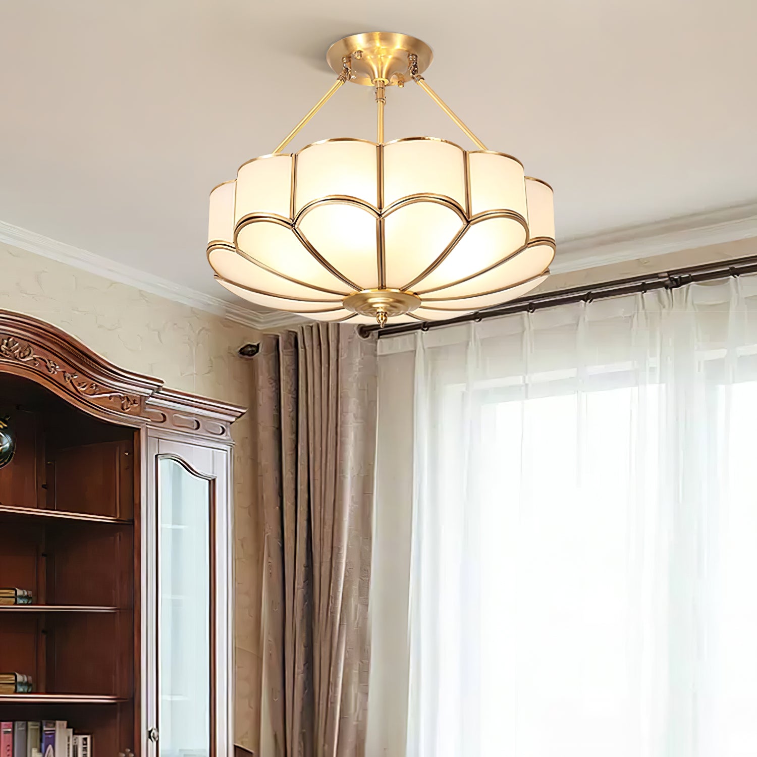 Elegant Flower Shaped Glass Ceiling Light Fixture - Modern Floral Chandelier for Living Room, Bedroom & Dining Room Decor