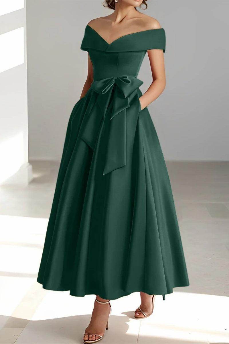 Elegant Off-The-Shoulder Sleeveless Ankle-Length Mother of the Bride Dress CM0332 - Perfect for Weddings, Formal Events & Special Occasions