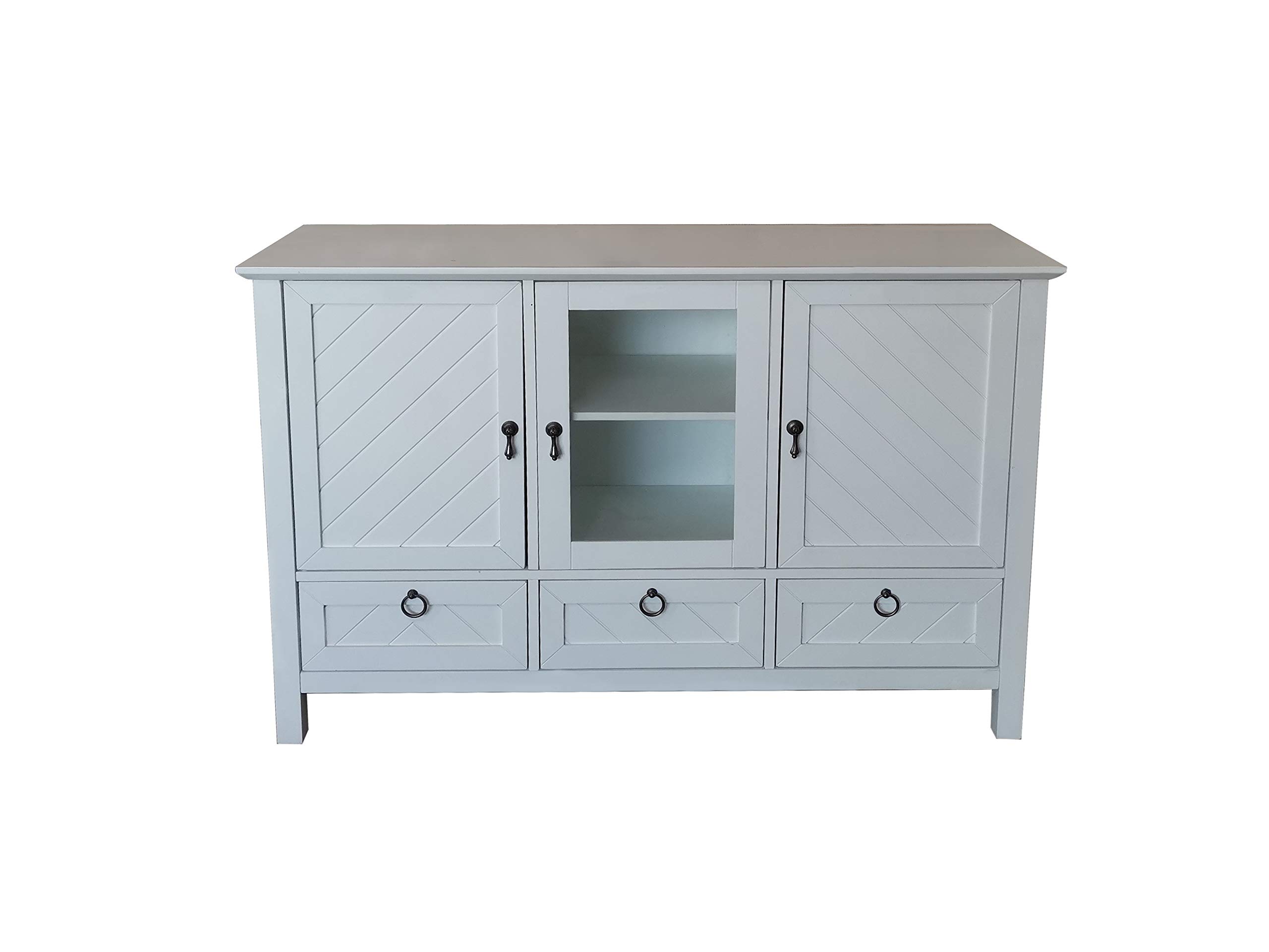 KB Designs - 3-Drawer White Wood Buffet Accent Cabinet Console Table for Dining Room, Entryway & Living Room Decor