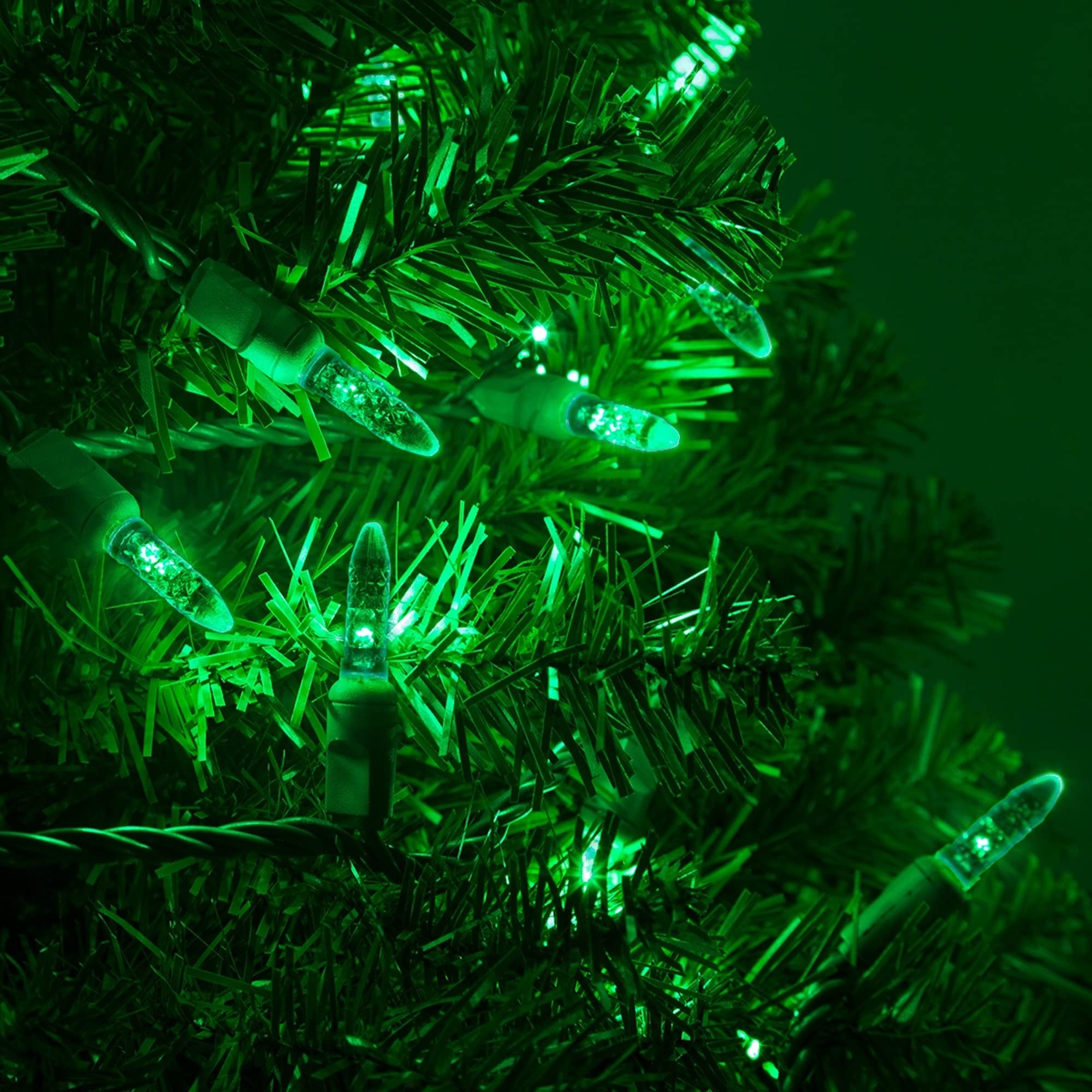 M5 LED Mini Ice Green Prelamped Light Set with Green Wire - 70 Count Green LED Christmas Lights, 4 Inch Spacing - Perfect for Holiday Decorations, Christmas Trees, and Indoor/Outdoor Party Lighting