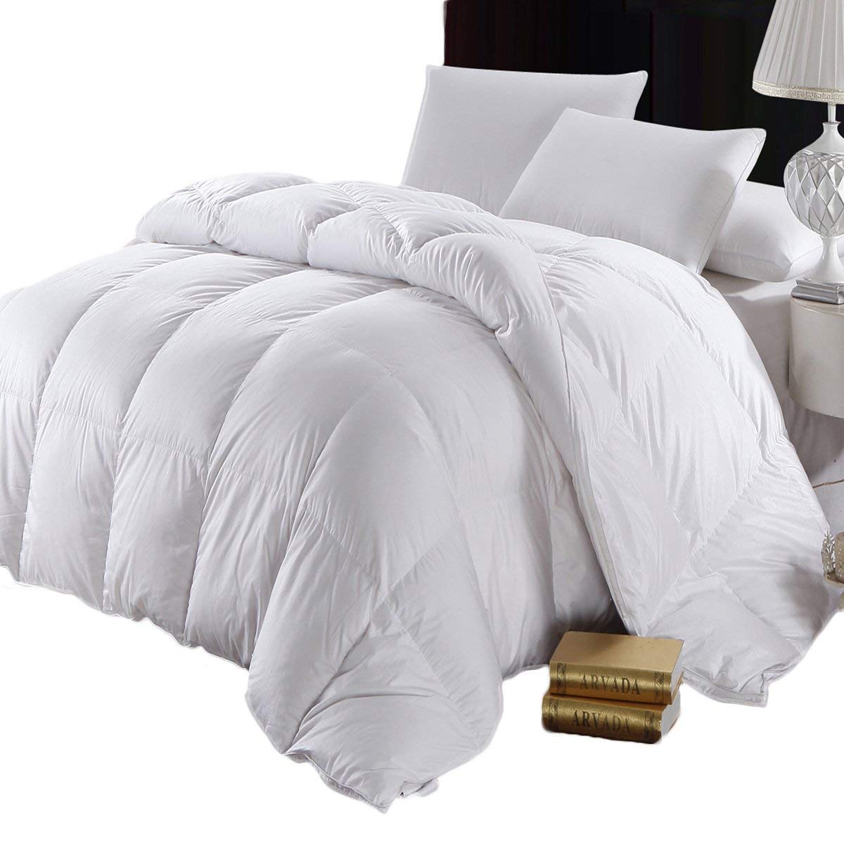 Royal Hotel Bedding Queen Size Down Comforter - 500 Thread Count 100% Cotton White Down Alternative Comforter - 750 Fill Power, 50oz - Luxury Bedding for Hotels, Guest Rooms & Cozy Home Use