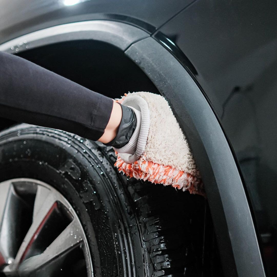 CARPRO WheelsMitt - Premium Car Wheel, Tire & Plastic Cleaning Mitt for Foam Gun & Foam Cannon | Microfiber Wash Glove for Detailing, Auto Care & DIY Car Washing (1 Glove) | Perfect for Home, Garage & Professional Detailing