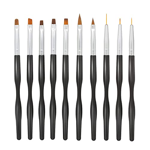 10pcs Professional Nail Art Brush Set - Acrylic Gel Builder Brushes for Painting, Drawing & DIY Nail Design | Perfect for Salon, Home Manicure & Nail Art Enthusiasts