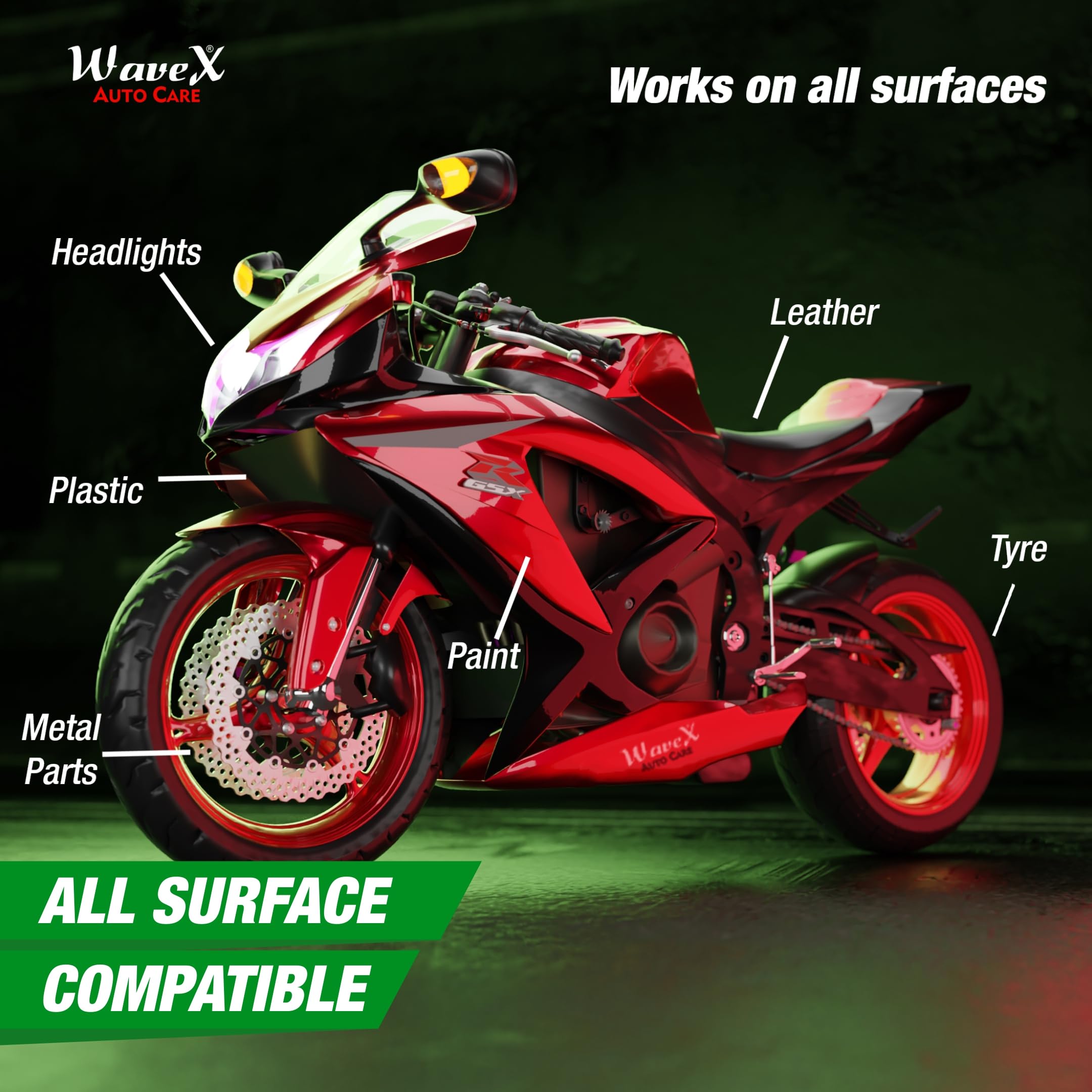 Wavex Bike Cleaning Kit - 350ml Instant Shine Bike Polish & 350ml Metal Polish for Chrome | Clean, Shine & Protect Your Bicycle (Set of 2) | Perfect for Road Bikes, Mountain Bikes & Motorcycle Maintenance
