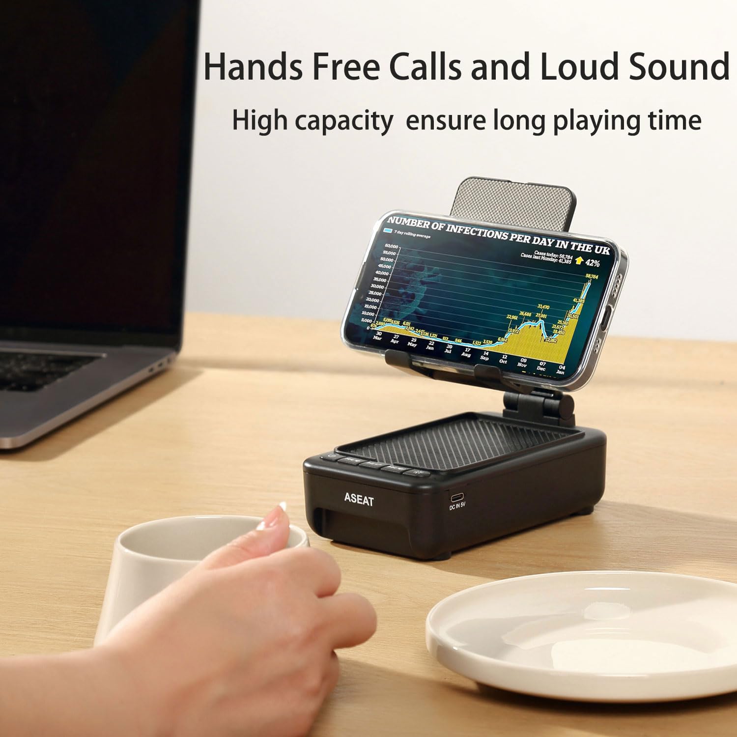 Wireless Bluetooth Speaker with LED Color Changing Lights & Phone Stand - Unique Birthday Gifts for Men, Women, Dad, Husband - Perfect for Home, Office, Travel & Party Use