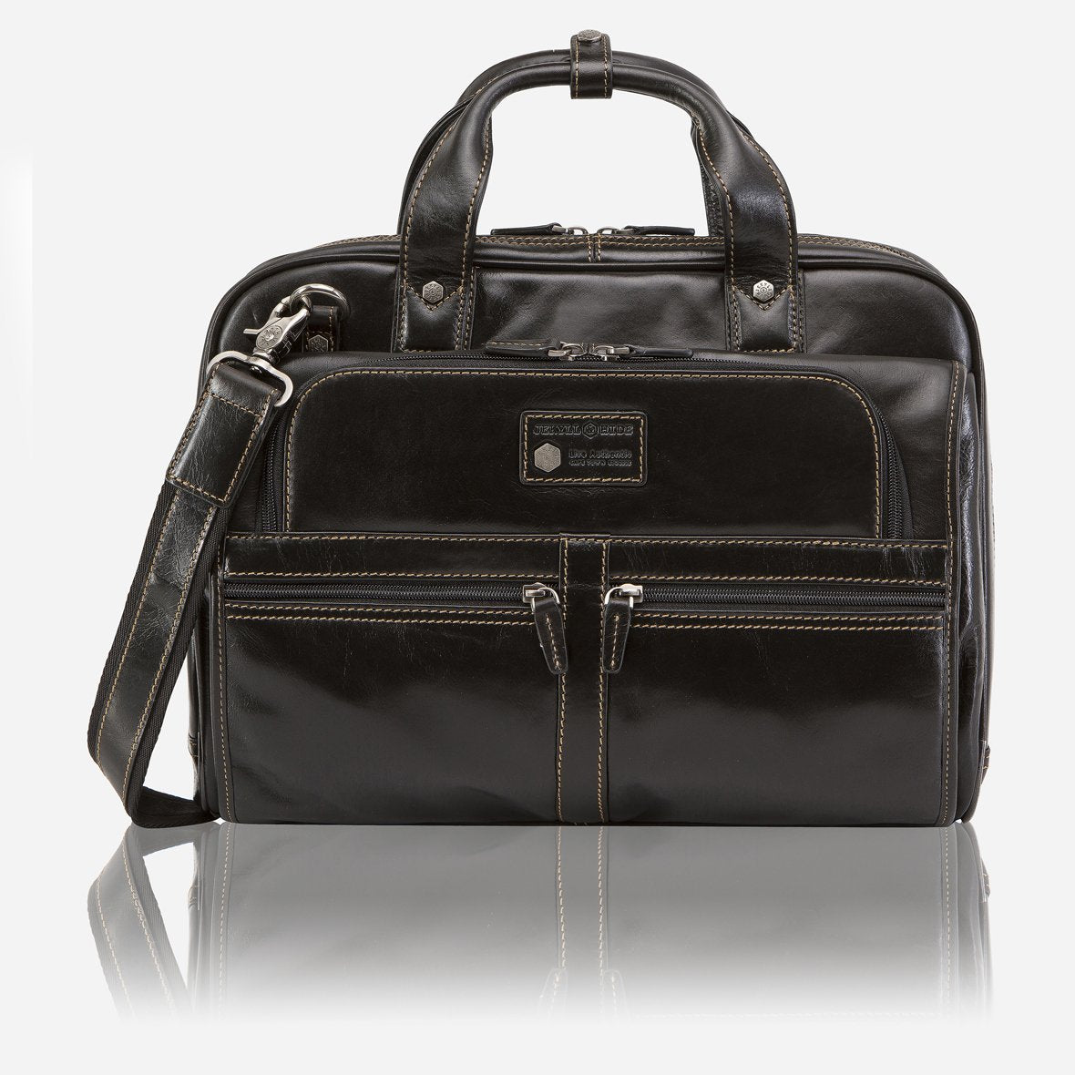 Premium Jekyll & Hide Oxford Large Multi-Compartment Business Briefcase for Men & Women - Durable Leather Laptop Bag with Organizer (Black) - Ideal for Office, Travel & Professional Commuting