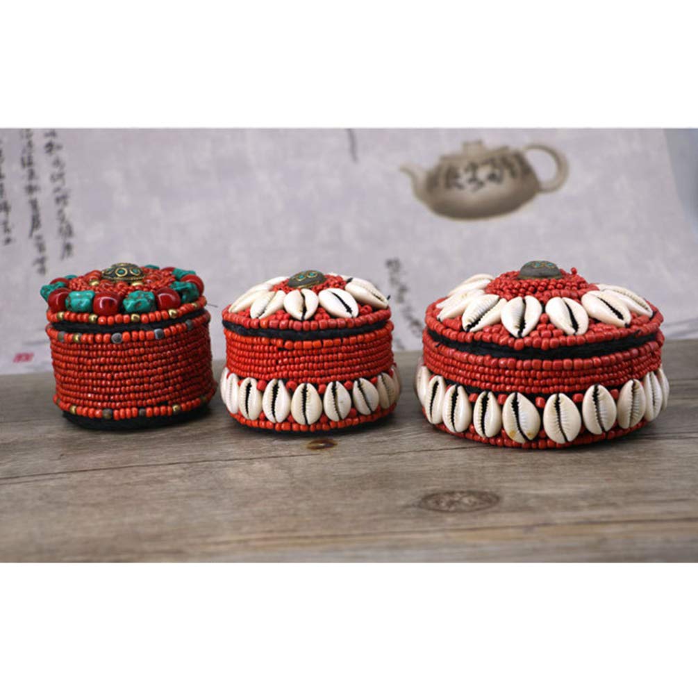 TOPBATHY Beaded Shell Jewelry Organizer Box - Ethnic Style Storage for Earrings, Rings, Necklaces & More | Perfect for Travel, Home Decor & Gift Giving