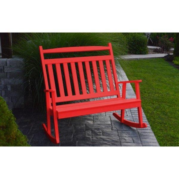 A & L Furniture Poly Classic Double Rocker - Comfortable Outdoor Patio Rocking Chair for Porch, Garden, and Backyard Relaxation