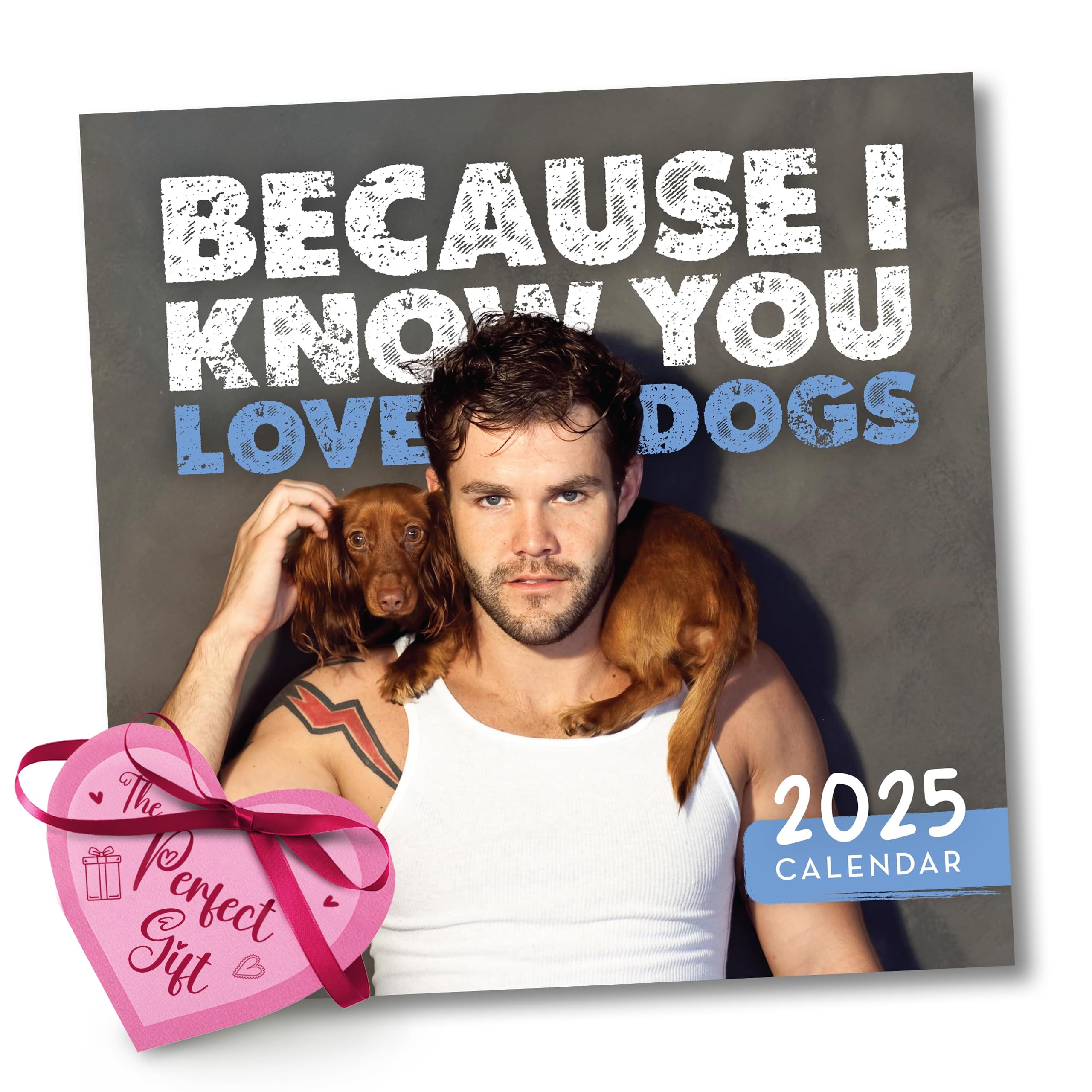 Funny 2025 Hot Guys & Dogs Wall Calendar - 12