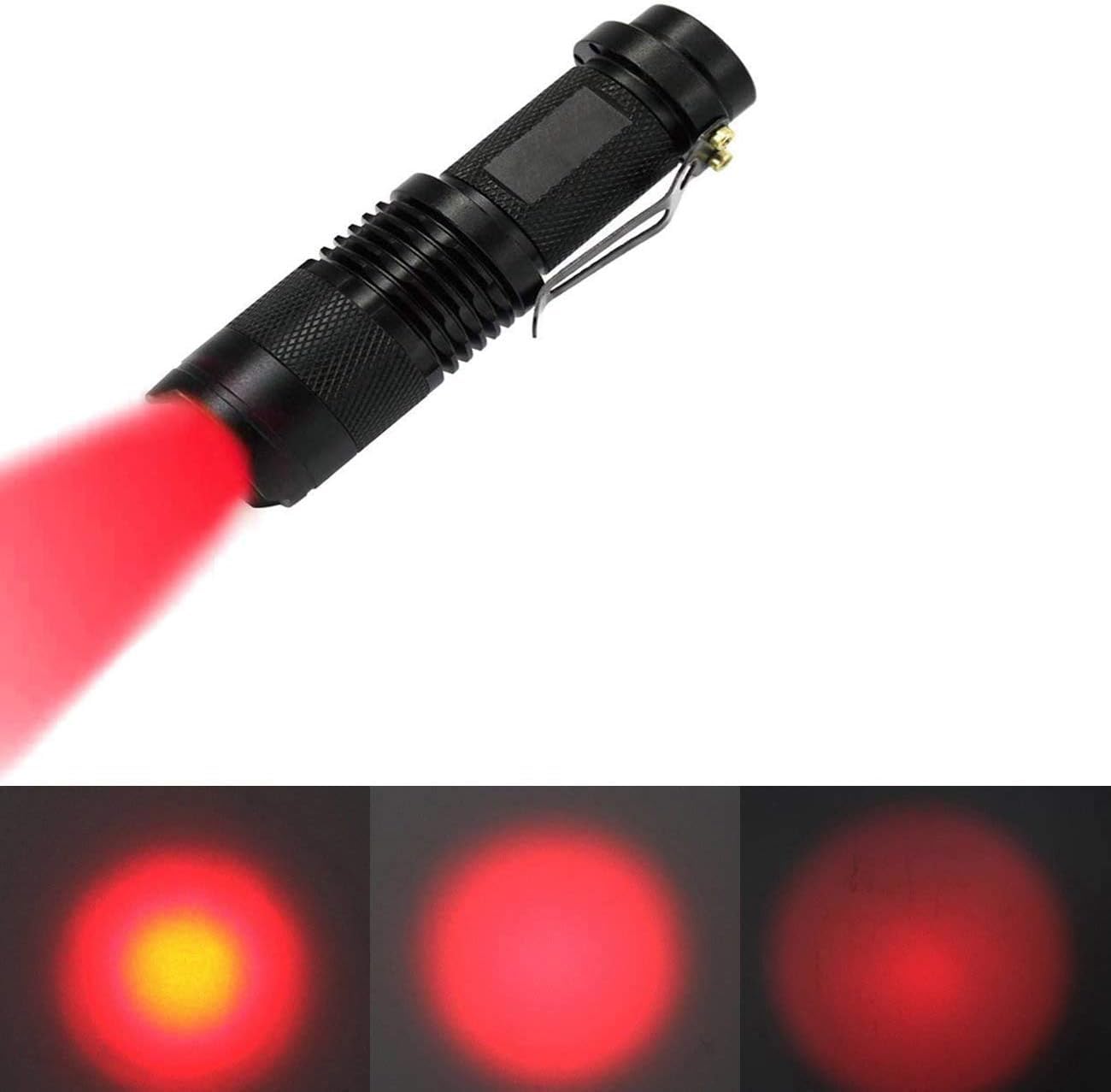 MODOAO Mini LED Flashlight with Green/Red/Blue Light - 3 Modes for Camping, Hiking, Night Vision, Fishing & Cycling - Compact & Bright for Outdoor Adventures, Emergency Kits & Nighttime Activities (Red)