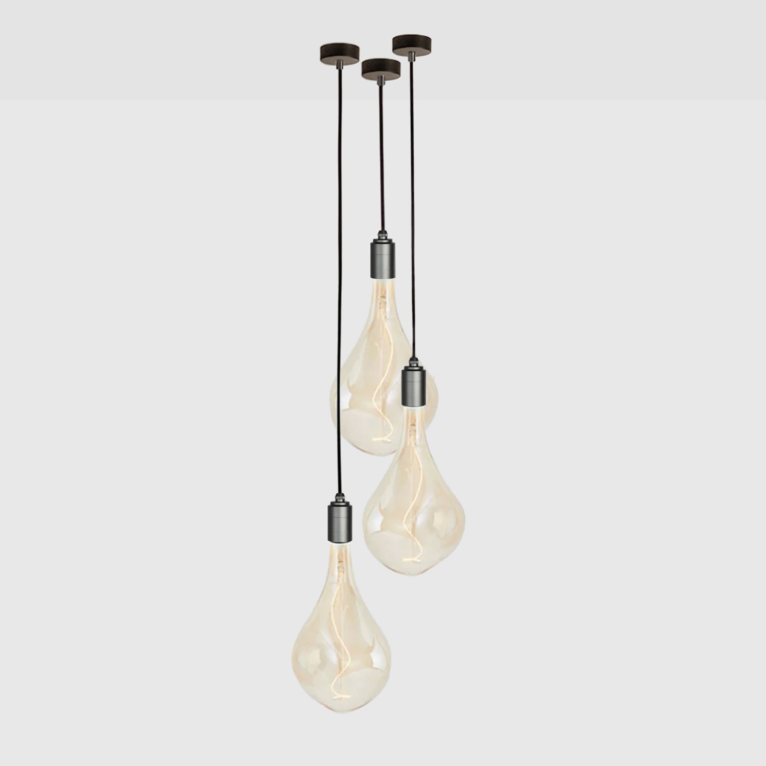 Voronoi III Pendant Light Set of 3 - Modern Graphite Geometric Ceiling Lighting for Dining Room, Kitchen Island & Living Room Decor