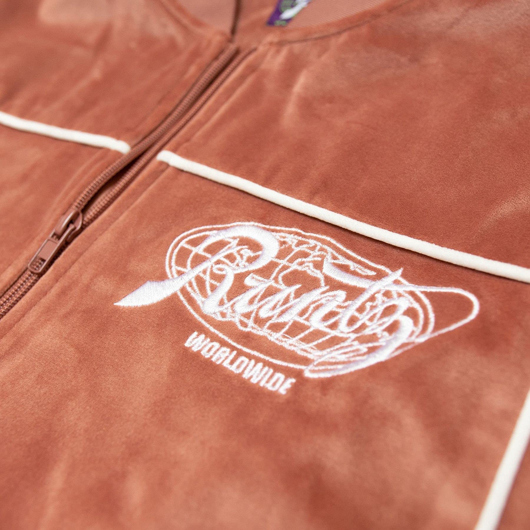 RUNTZ AROUND THE WORLD Velour Jacket - Rose Pink Women's Fashion Hoodie | Cozy Loungewear & Streetwear for Casual Outings, Music Festivals, and Night Out Looks