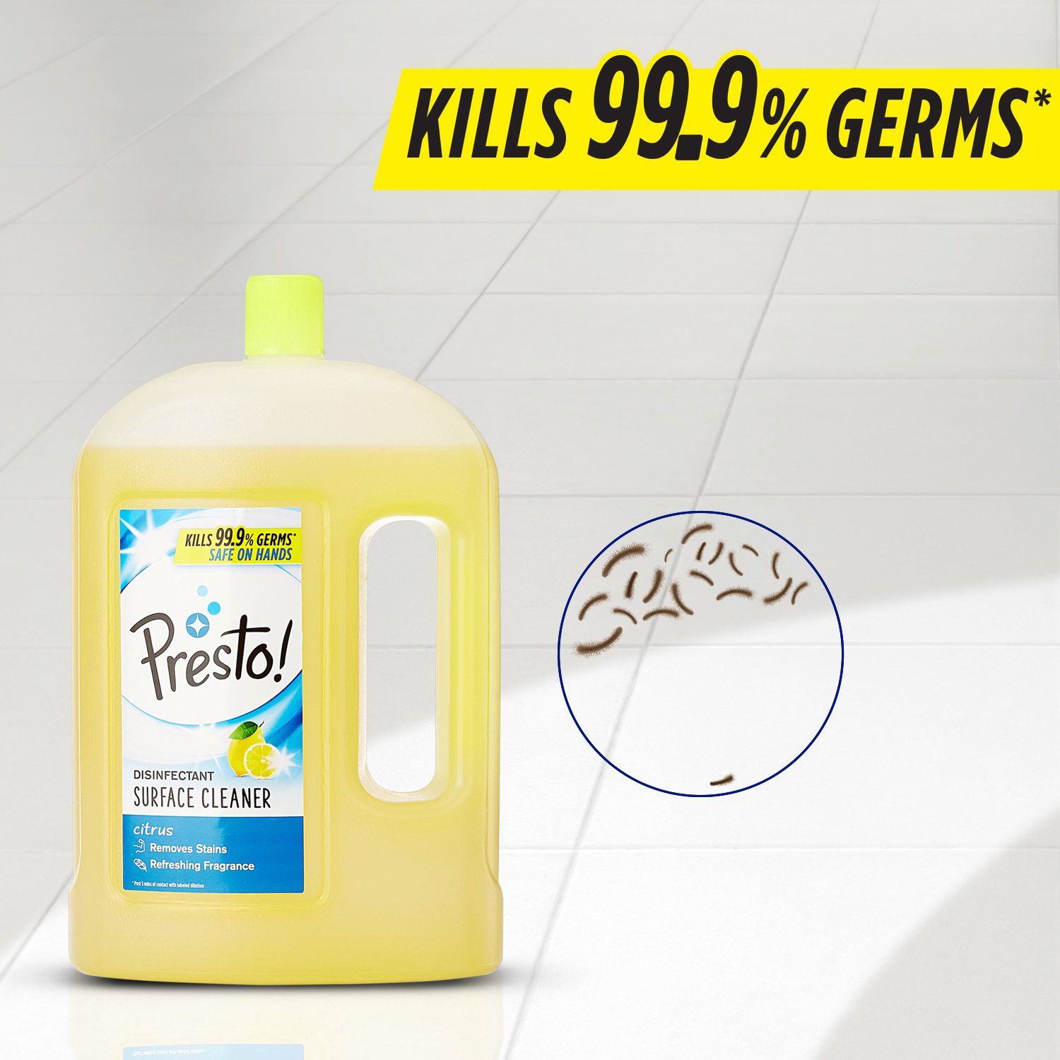 Presto! Pine & Citrus Disinfectant Floor Cleaner - 2L Bottle | Kills 99.9% Germs | Safe for Hardwood, Tile & Laminate | Ideal for Homes, Offices & Schools