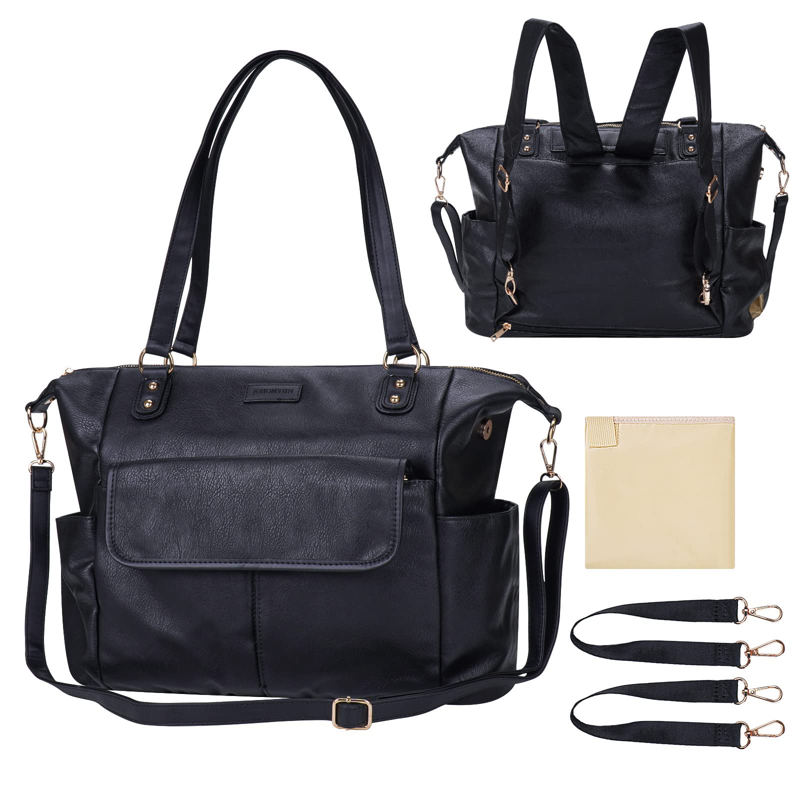 Premium Leather Diaper Bag Backpack for Moms & Dads - Large Waterproof Baby Tote with Multiple Pockets | Perfect for Travel, Daycare & Family Outings