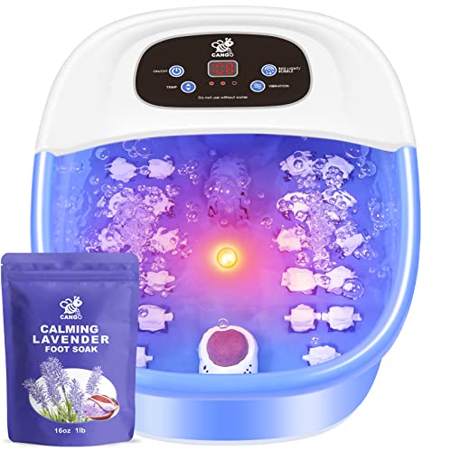 Relaxing Foot Spa Massager with Heat, Bubbles & Vibration - 16 OZ Lavender Epsom Salt Included - Infrared Light Therapy & 22 Rollers - Adjustable Temperature (Blue) - Perfect for Home Spa, Post-Workout Recovery & Stress Relief