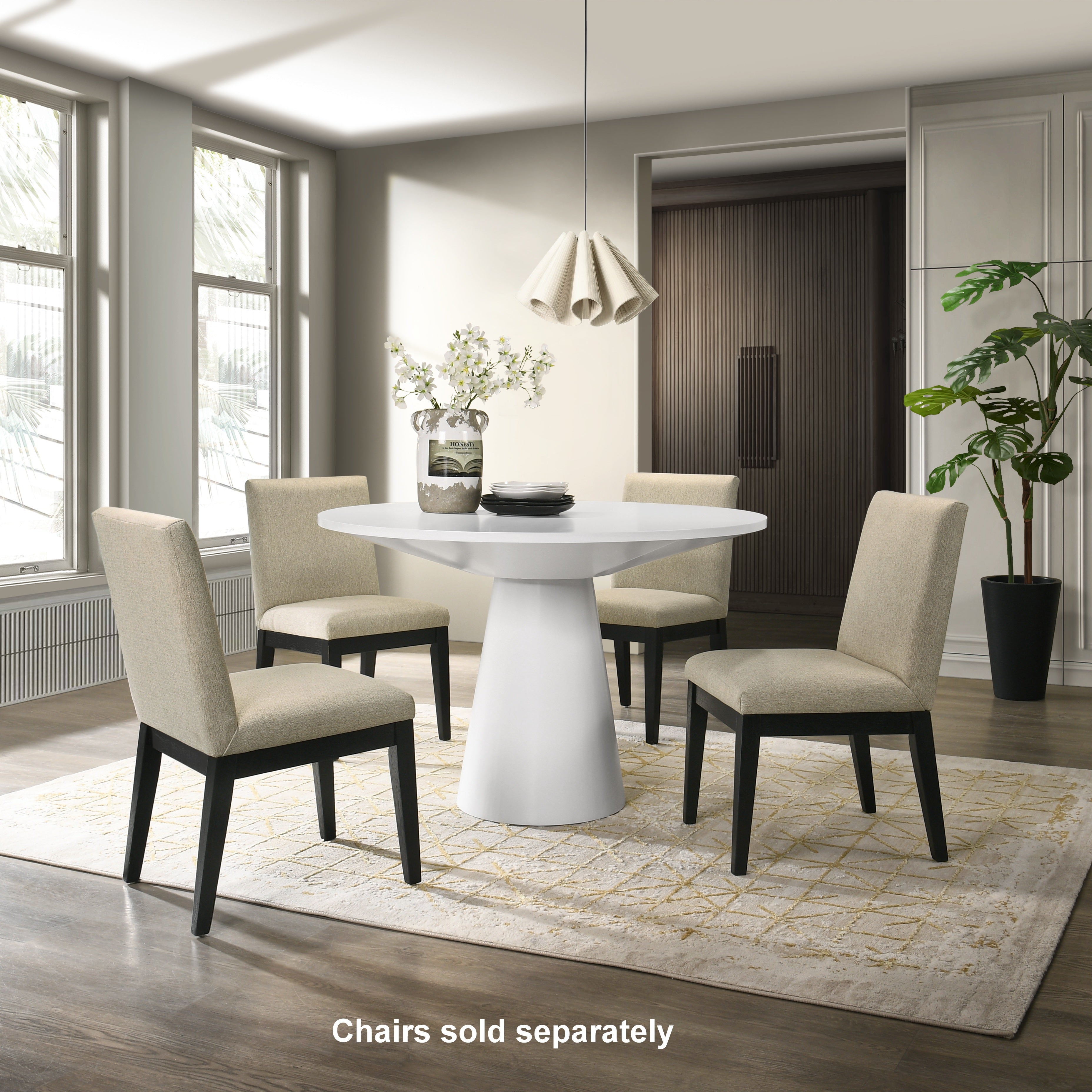 Rocco Contemporary 48-Inch Pedestal Dining Table - Modern Round Kitchen Table for Small Spaces, Perfect for Apartments, Breakfast Nooks & Cozy Dining Rooms