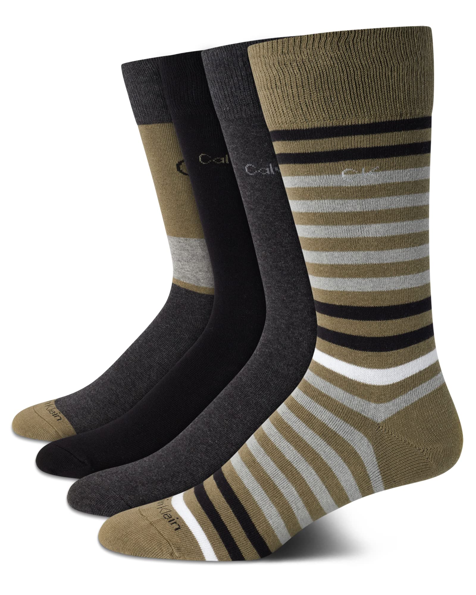 Calvin Klein Men's Dress Socks - 4 Pack Cotton Blend Crew Socks with Stylish Patterns for Business & Formal Wear - Perfect for Office, Weddings & Special Occasions