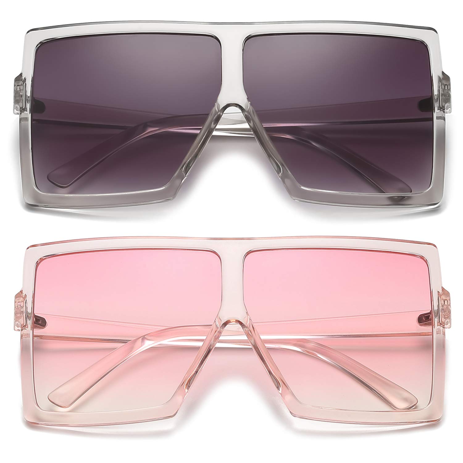 GRFISIA Square Oversized Sunglasses for Women & Men - UV Protection Flat Top Fashion Shades for Driving, Beach & Outdoor Activities