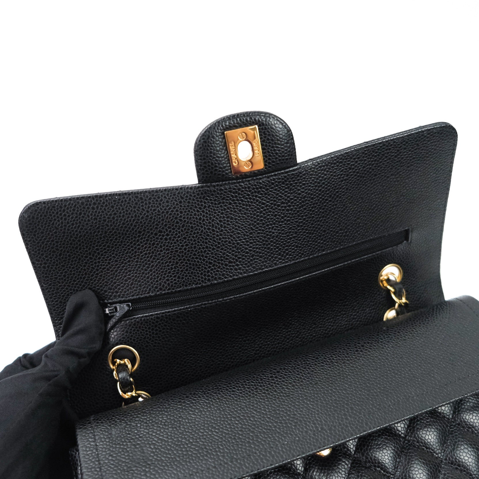 Chanel Classic Medium Double Flap Bag Black Caviar Leather with Gold Hardware - Timeless Luxury Handbag for Women, Perfect for Work, Evening Events & Special Occasions