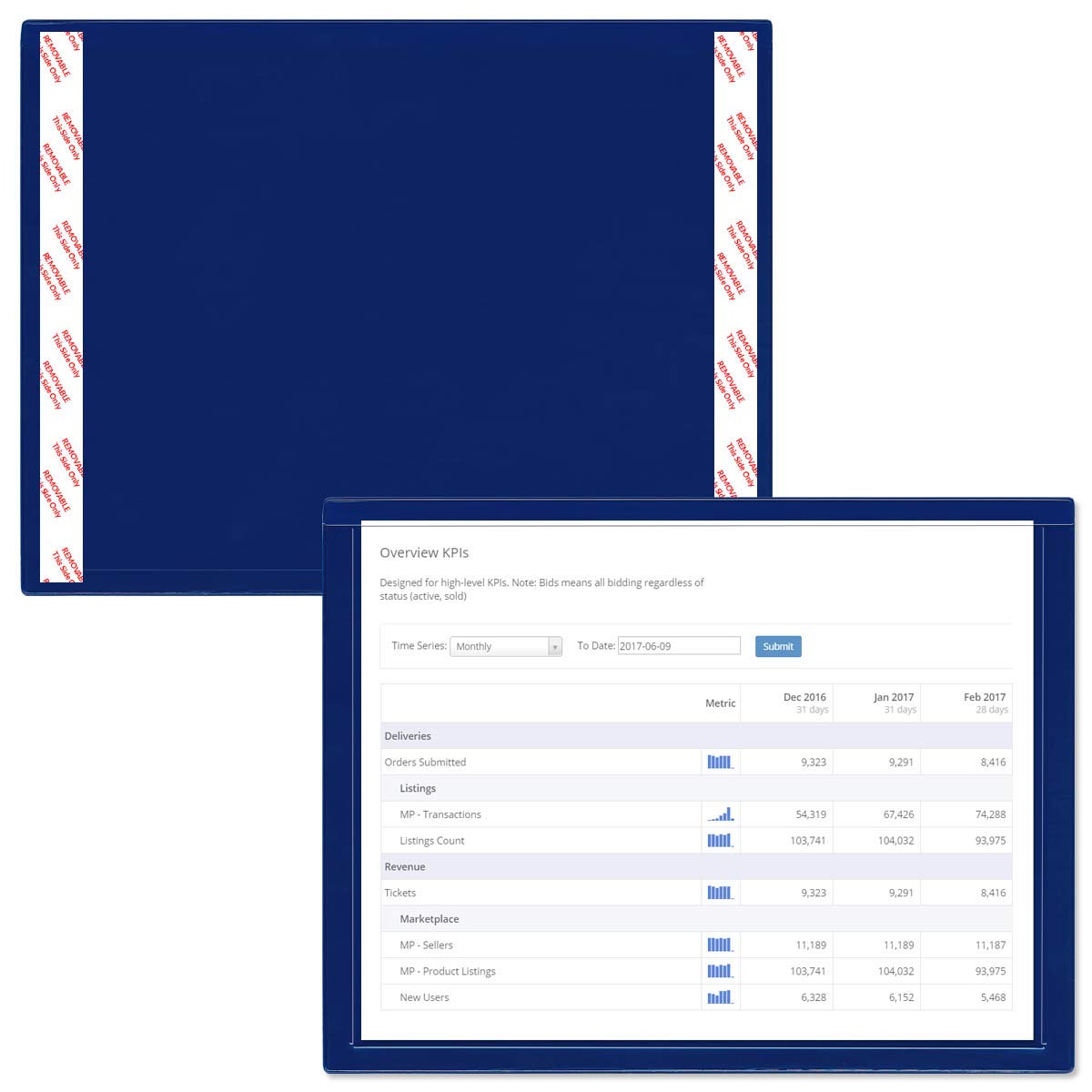 StoreSMART Blue Window Frame Document Holder - Peel & Stick Reusable Organizer for 8.5 x 11 Inch Papers - 10-Pack (R282PQB-PSR-10) - Perfect for Office, School, Home Filing & Wall Organization