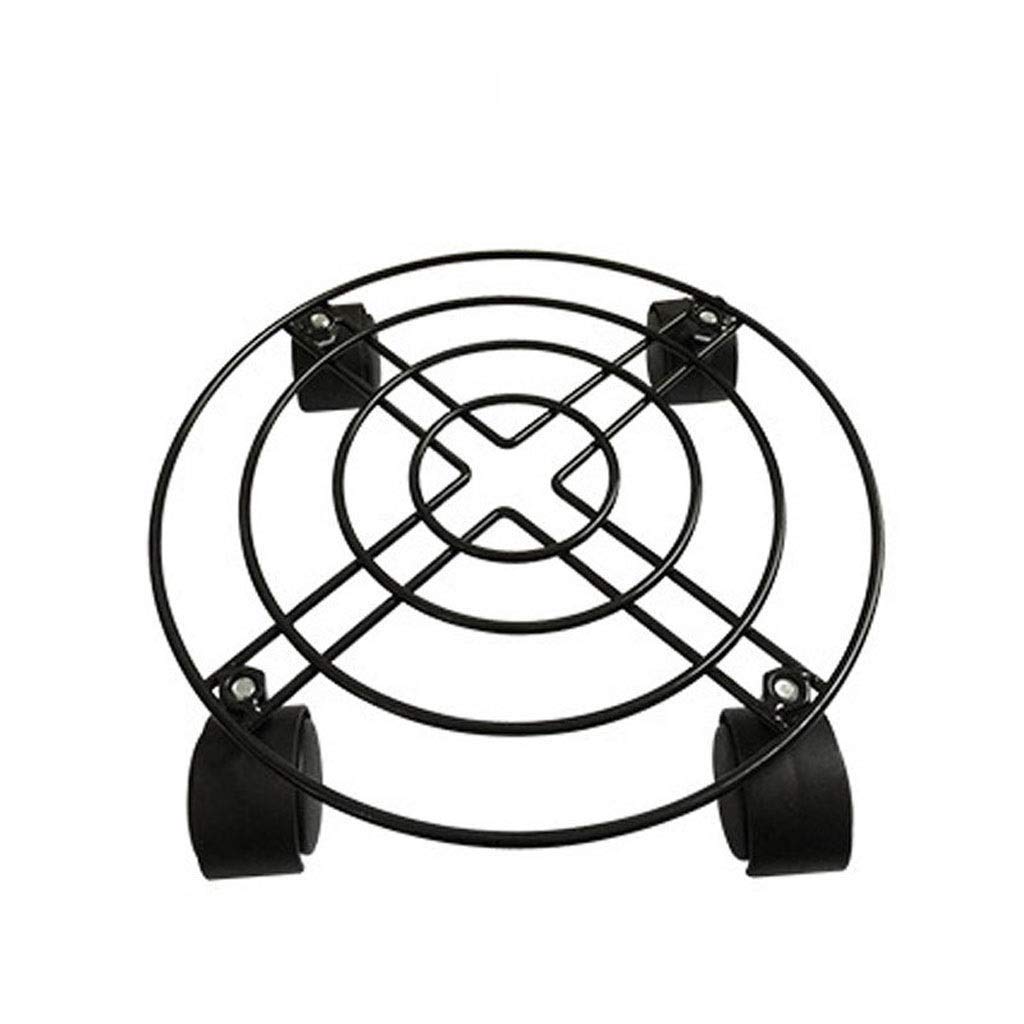 Heavy Duty Iron Rolling Plant Caddy with Wheels - 35cm Round Metal Flower Pot Stand for Indoor Outdoor Use - Perfect for Moving Potted Plants on Patio, Garden, or Living Room