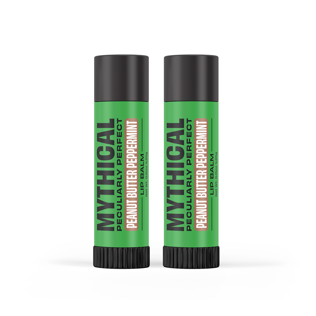 Peanut Butter Peppermint Lip Balm 2 Pack - Moisturizing & Long-Lasting Lip Care for Dry, Chapped Lips - Perfect for Winter Skincare & Daily Hydration