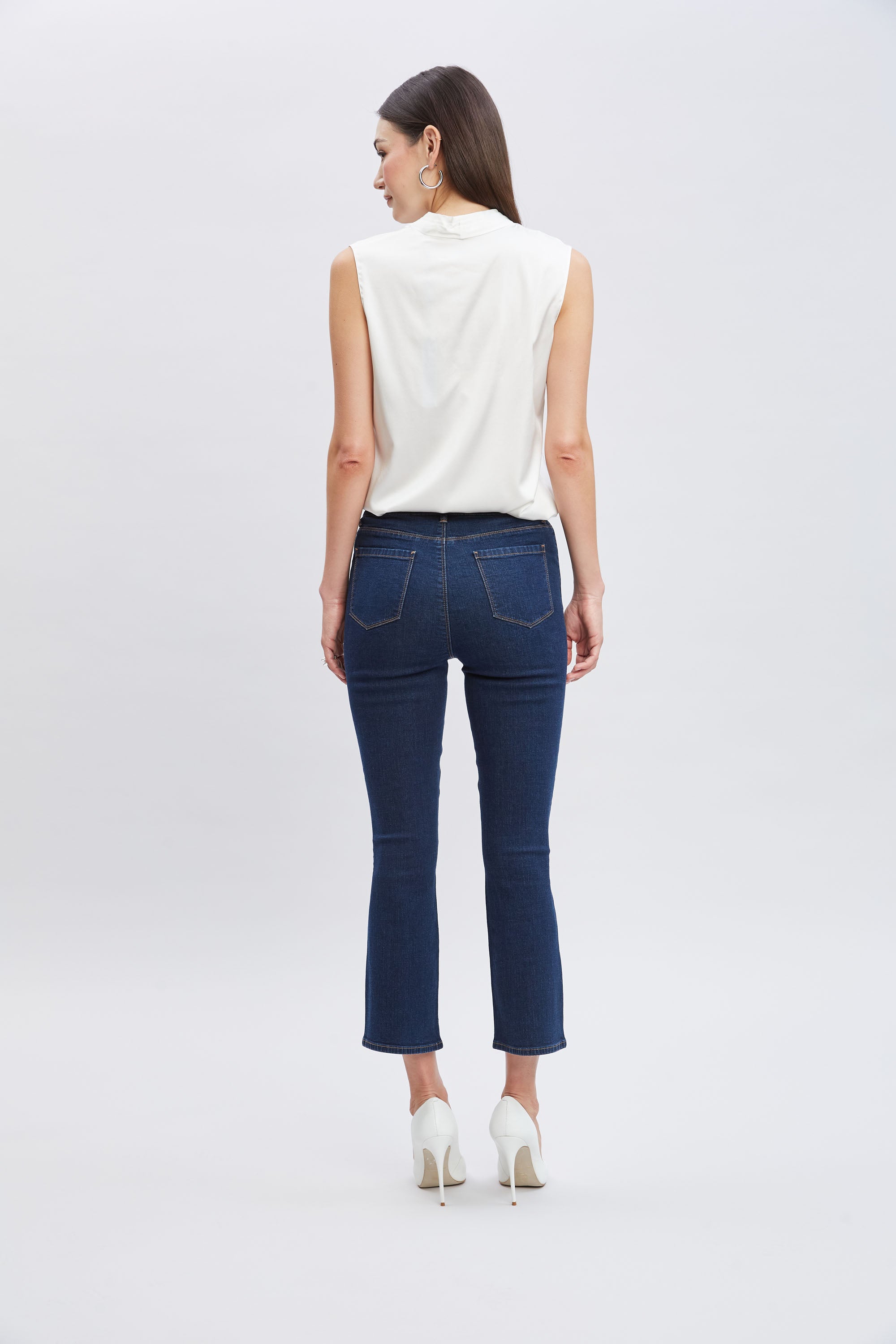 Micro Flare Cropped Jeans for Women - High Waisted Stretch Denim Pants with Flared Hem | Perfect for Casual Outfits, Date Nights & Boho Style