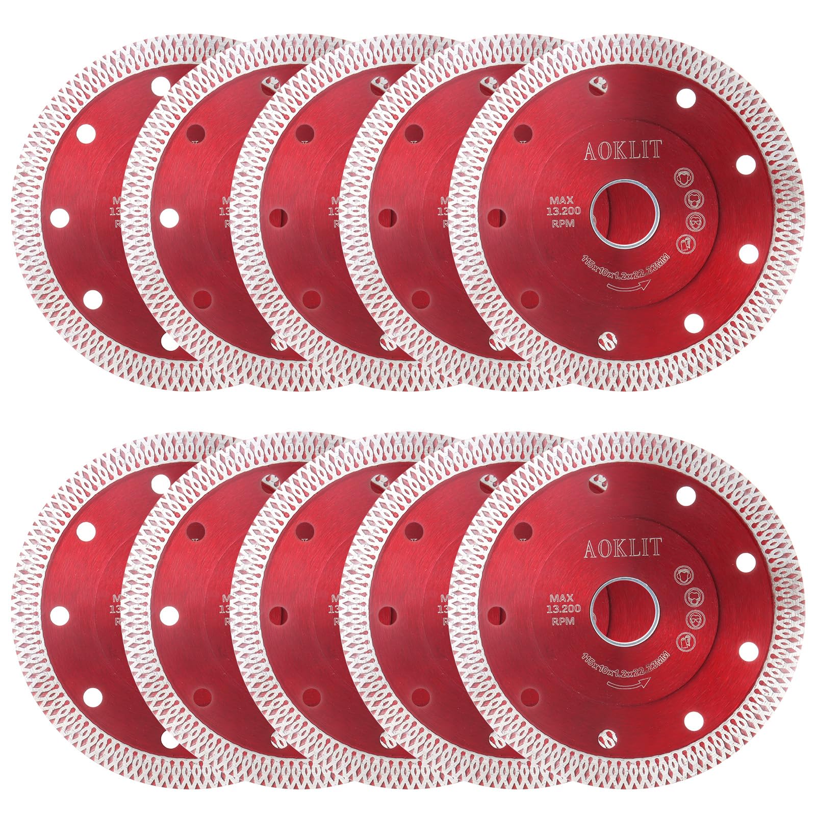10 Pcs Diamond Saw Blades 4-1/2 Inch Super Thin Tile Cutting Disc - Premium Diamond Grinder Blade for Angle Grinder, Porcelain Tile, Granite & Marble - Ideal for DIY Home Renovation & Professional Construction Projects