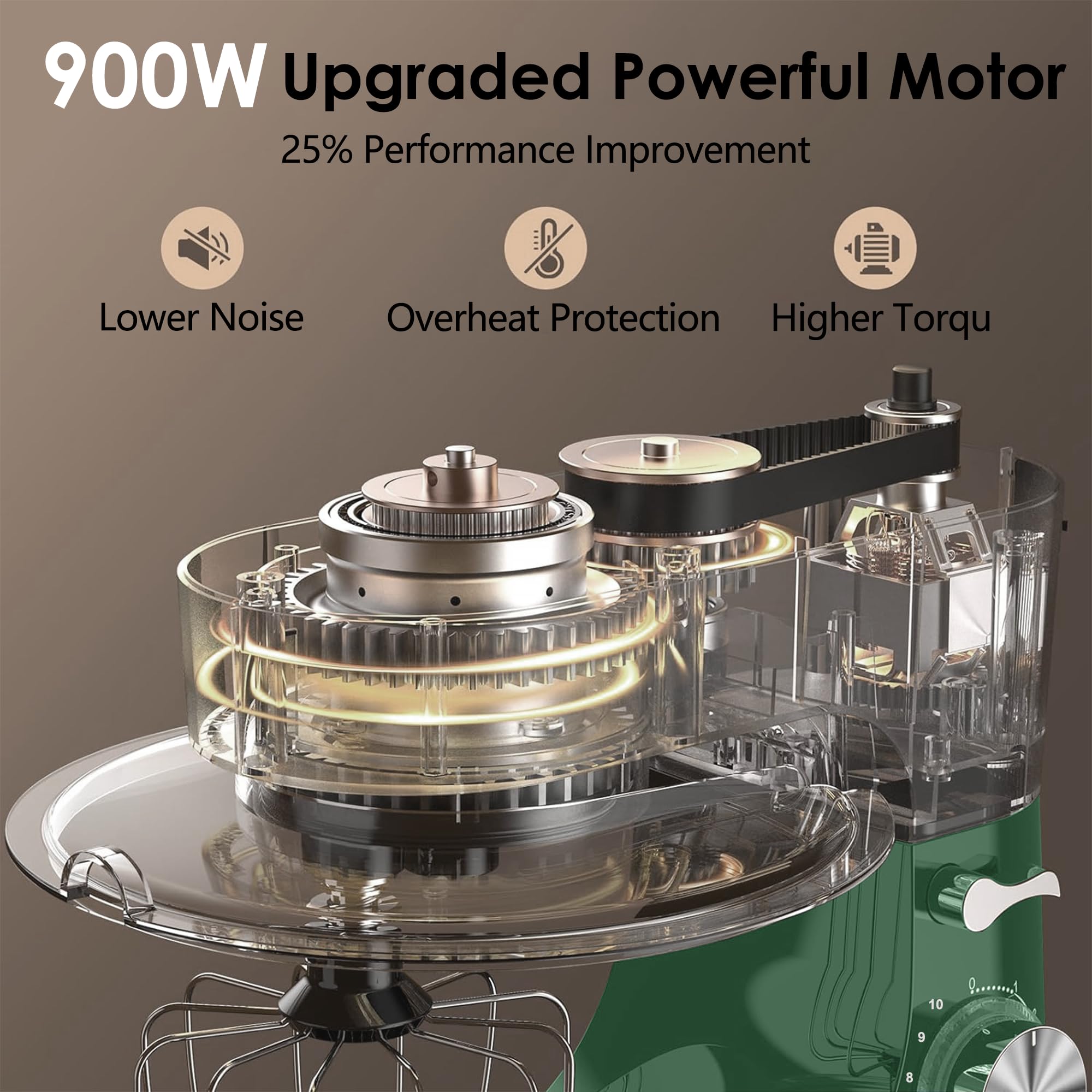 900W 8.5QT Stand Mixer with Dough Hook - Perfect for Baking & Cooking