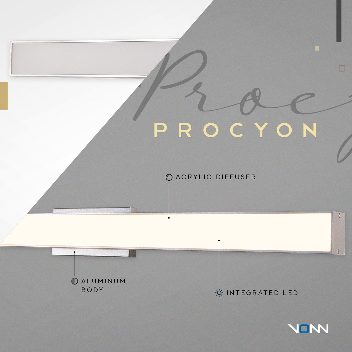 VONN Procyon VMW11024AL 24-Inch Silver AC LED Bathroom Vanity Light - Perfect for Modern Bathroom Makeup Mirror Lighting & Home Decor