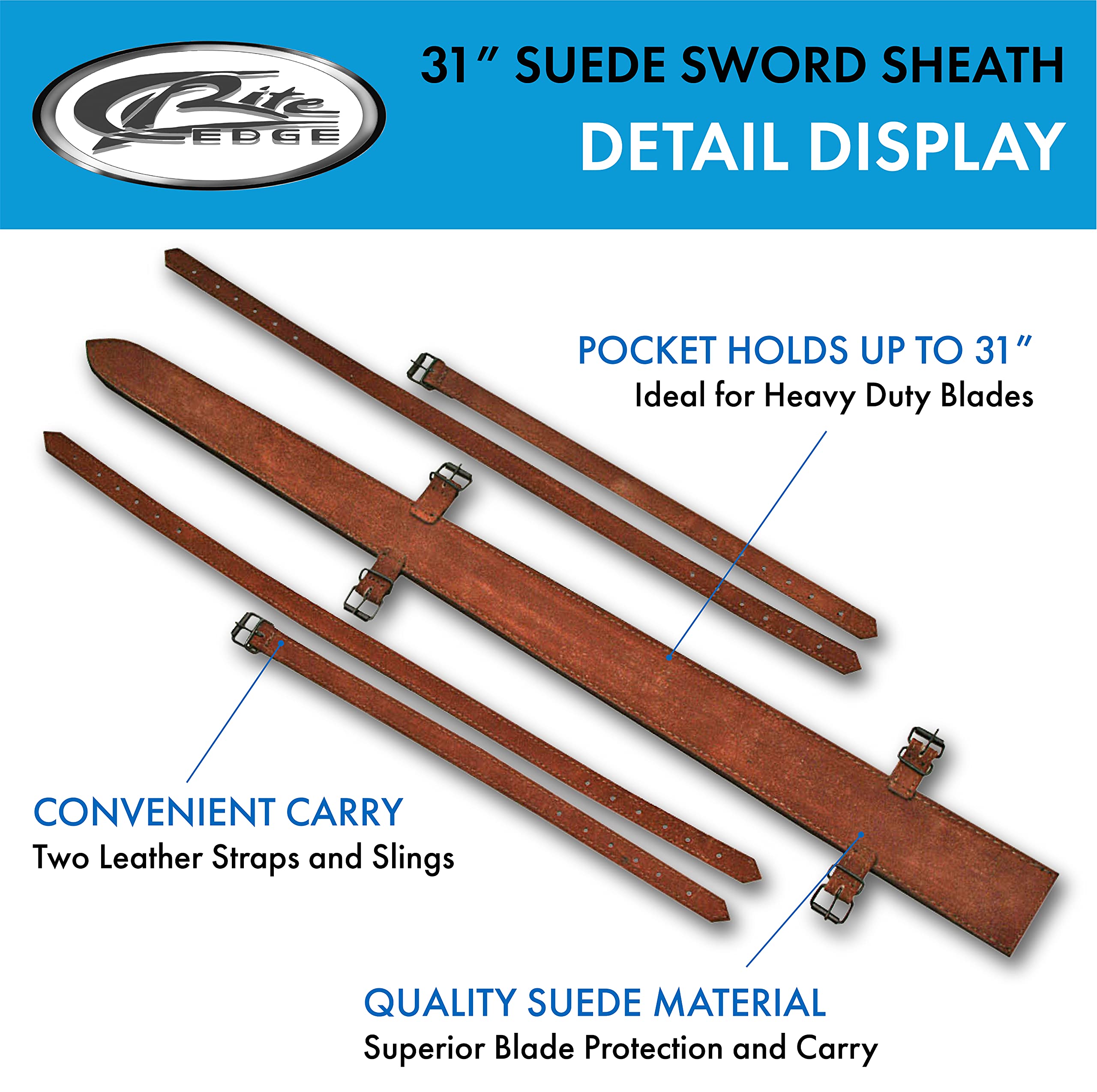 Premium Suede Sword Sheath for Medieval Reenactment & Cosplay - Durable Leather Scabbard for Swords, Knives & Blades - Perfect for LARP, Theater & Collectors Display